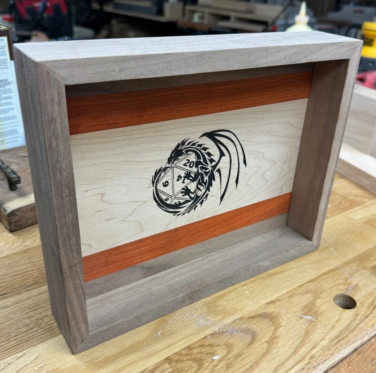 A custom Dungeons & Dragons dice tray

