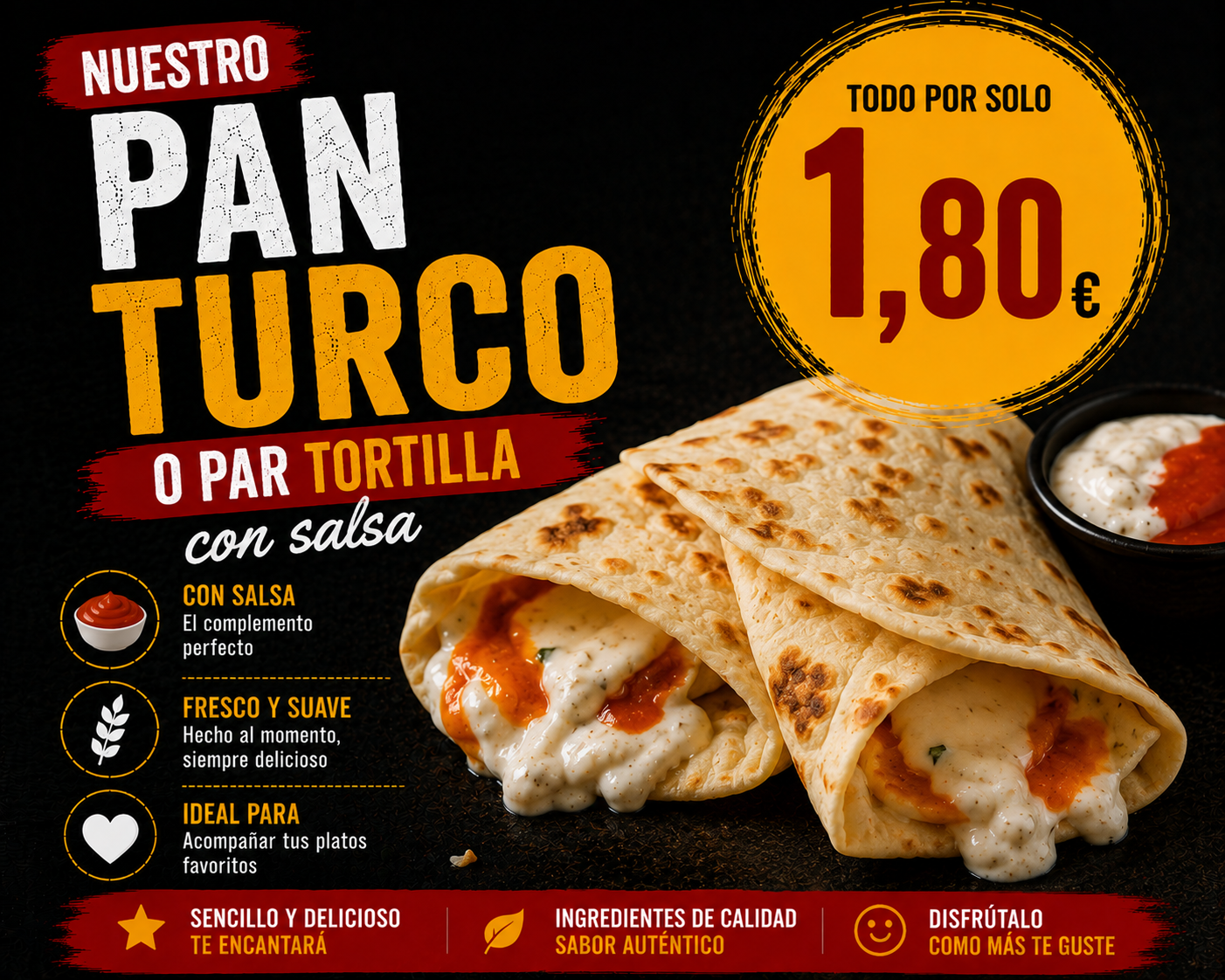 Pan Turco o Pan Tortilla Con Salsa