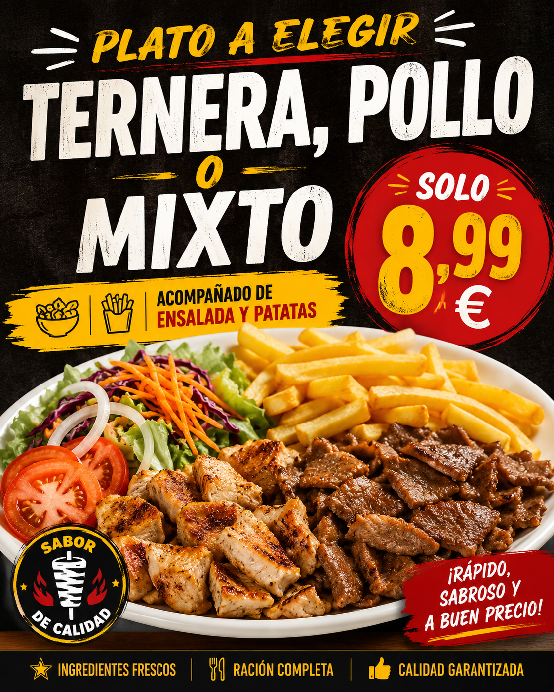Plato Ternera Pollo o Mixto