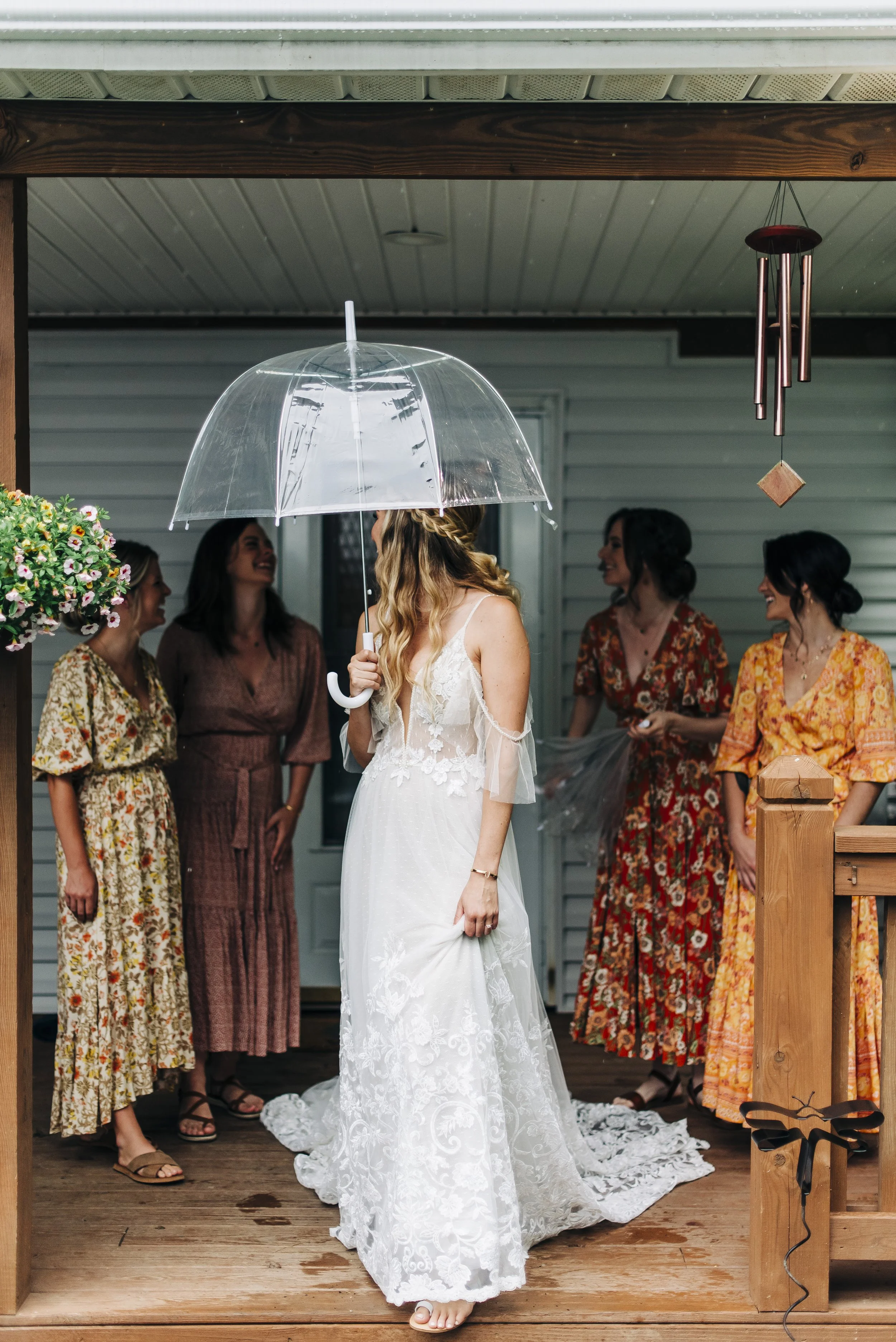 Bride standing with bridesmaids before her wedding ceremony featured in the Northbound Images photography gallery.