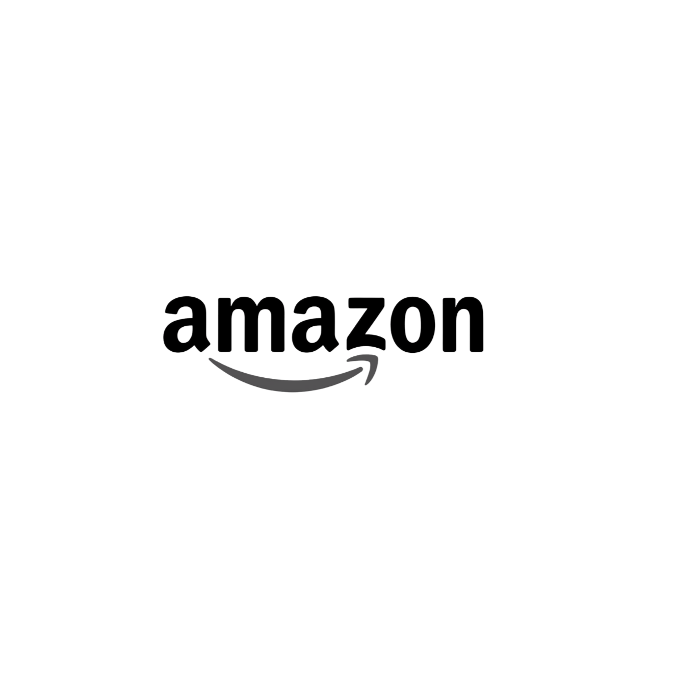 Black Amazon logo with a smiling arrow underneath.