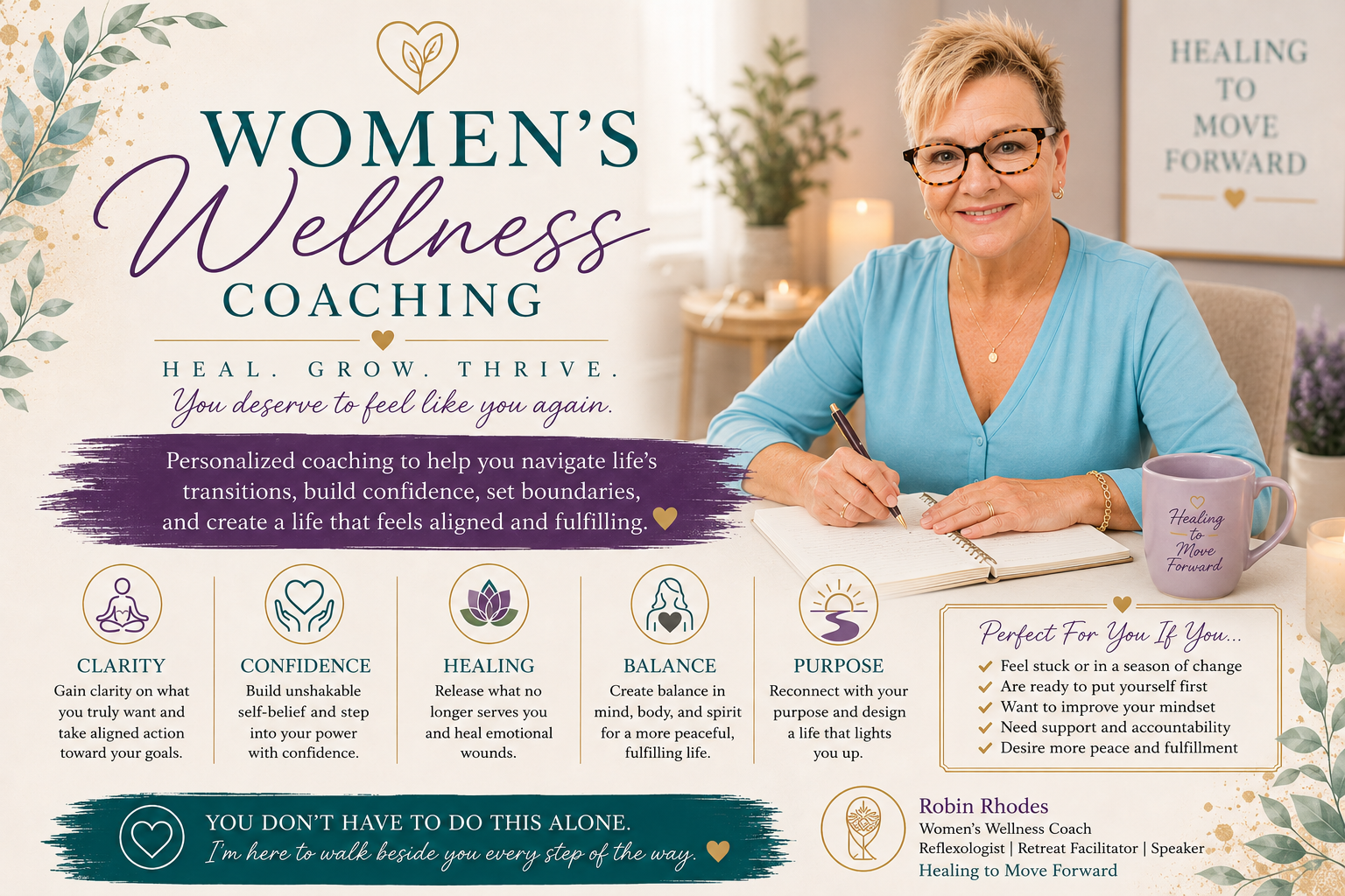 Robin Rhodes Healing to Move Forward Women's wellness coach
