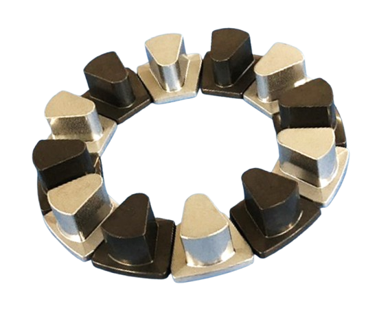 A circular ring of alternating black and beige rubber treads.