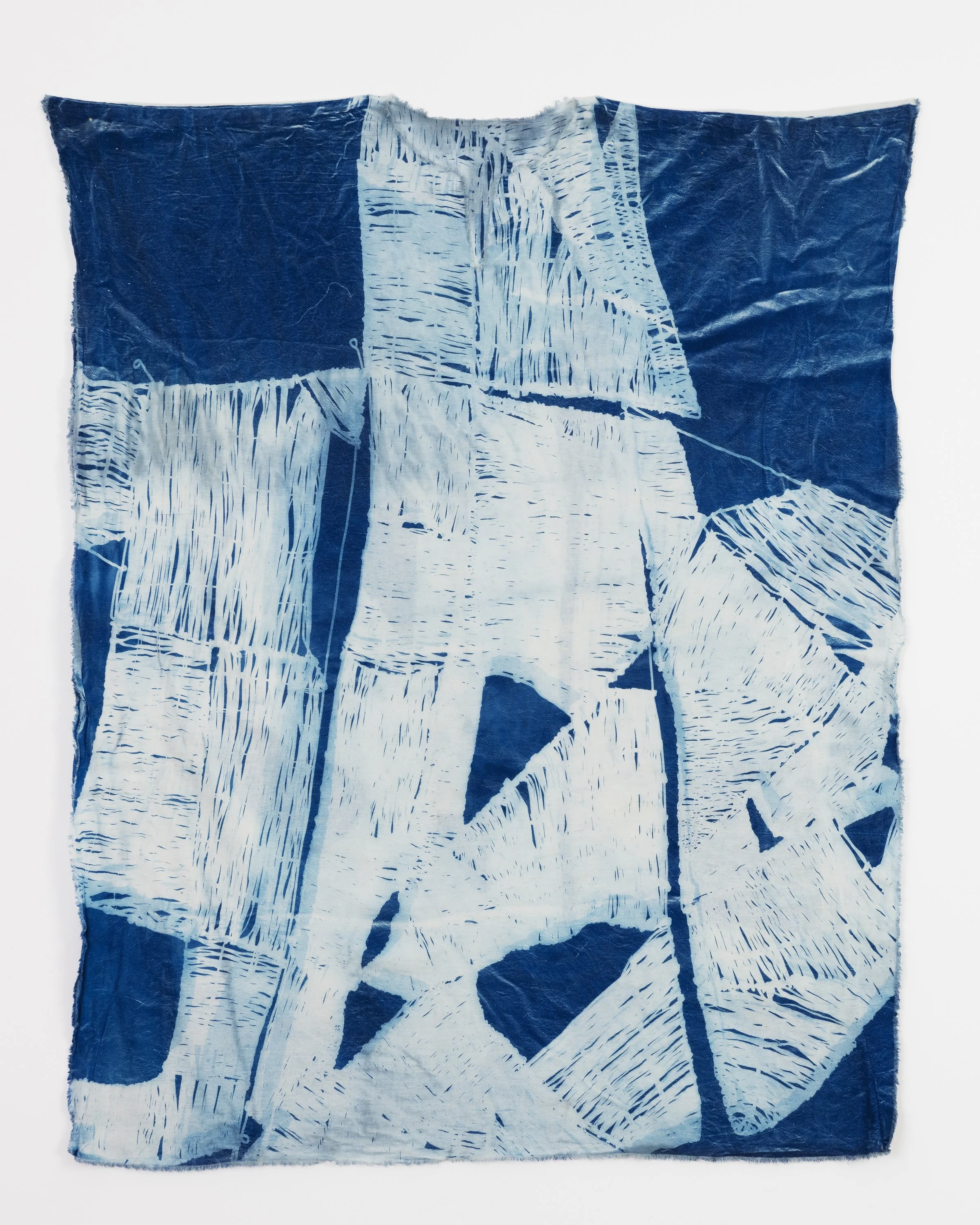 Cyanotype print on cotton using Fibre sculpture Flat Rock 4