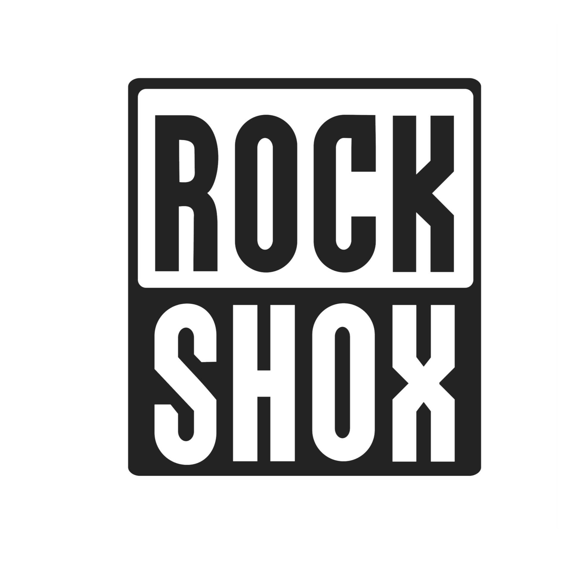 Rock Shox logo in black and white