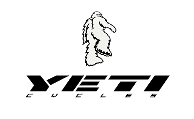 The Yeti Cycles logo with a cartoon image of a yeti