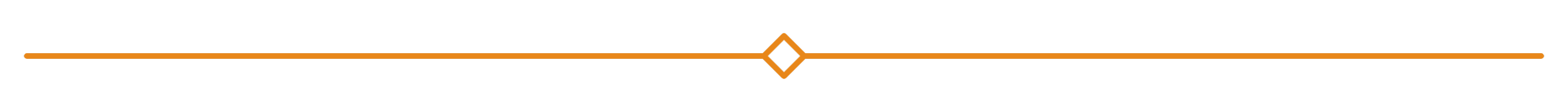 A decorative black banner with orange lines and diamond accents.