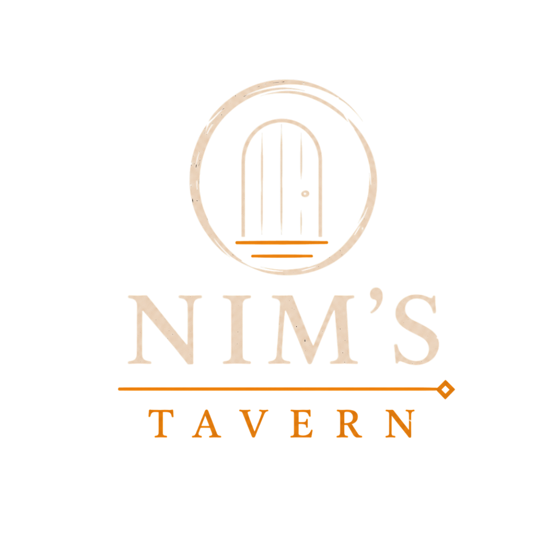 Nim's Tavern — glowing tavern-door emblem