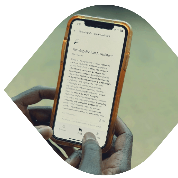 A mobile phone screen showing the Magnify Tool AI Assistant