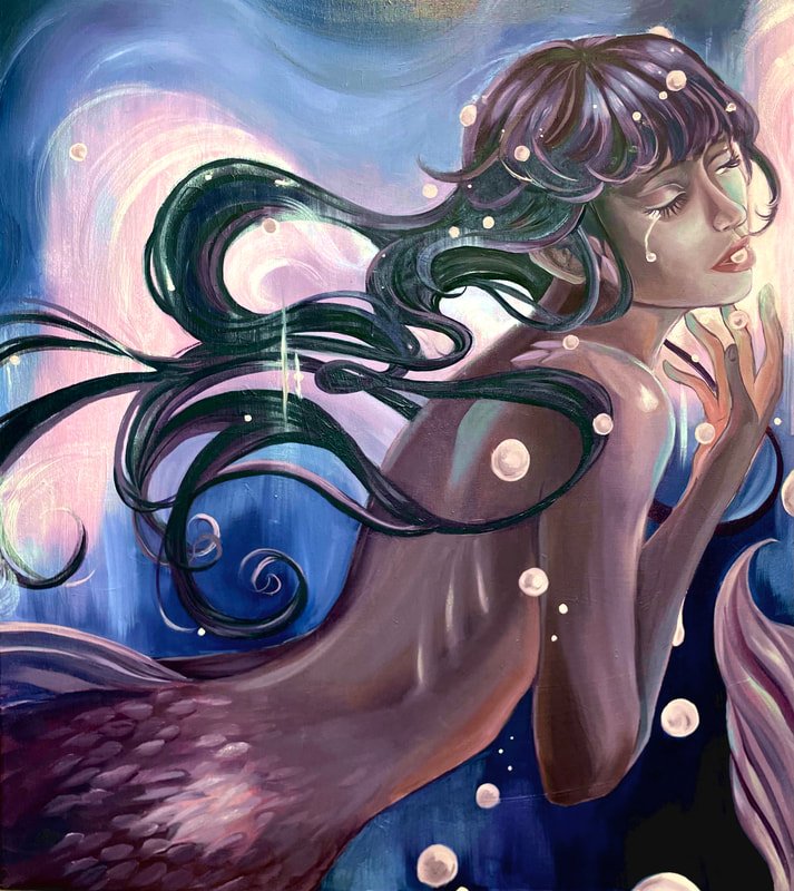 "Swallow Your Tears" by A. Mei-Li Blevins, 36" x 32", oil on canvas, 2024 