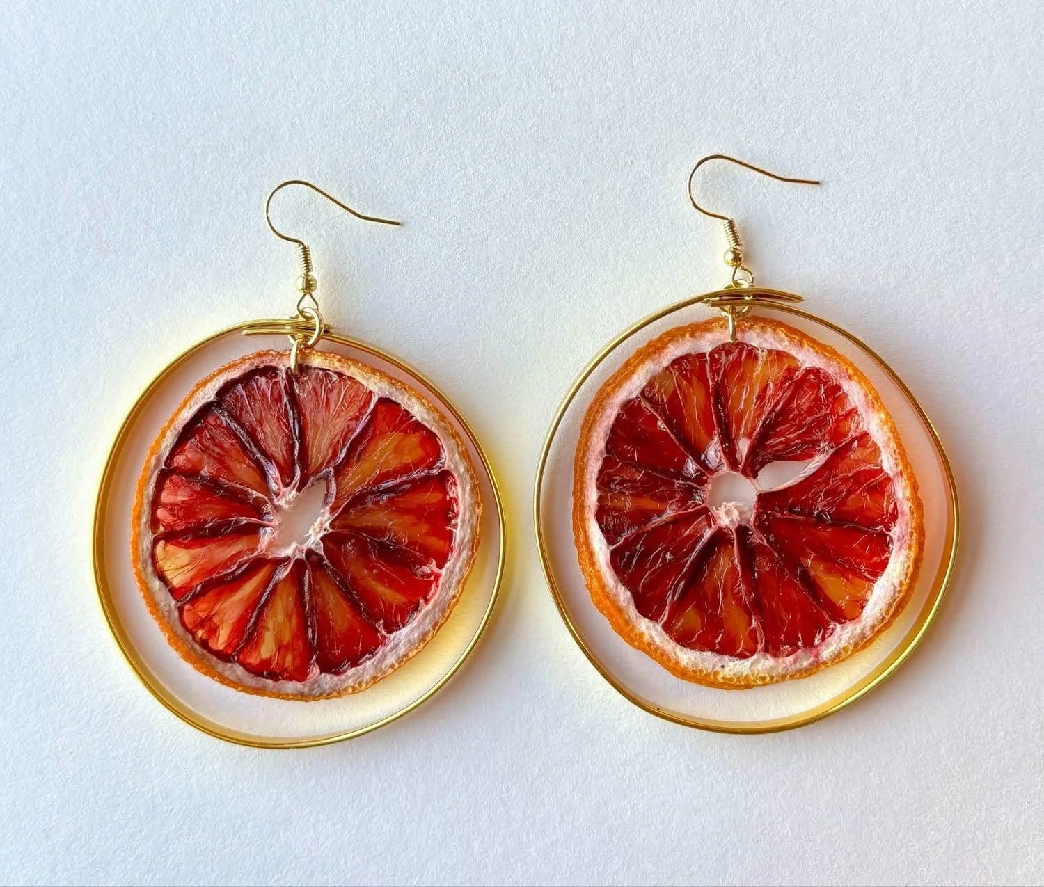 Dehydrated Citrus Slice Earrings with Metal Loop - Flux N Flora by Taylor Ingram