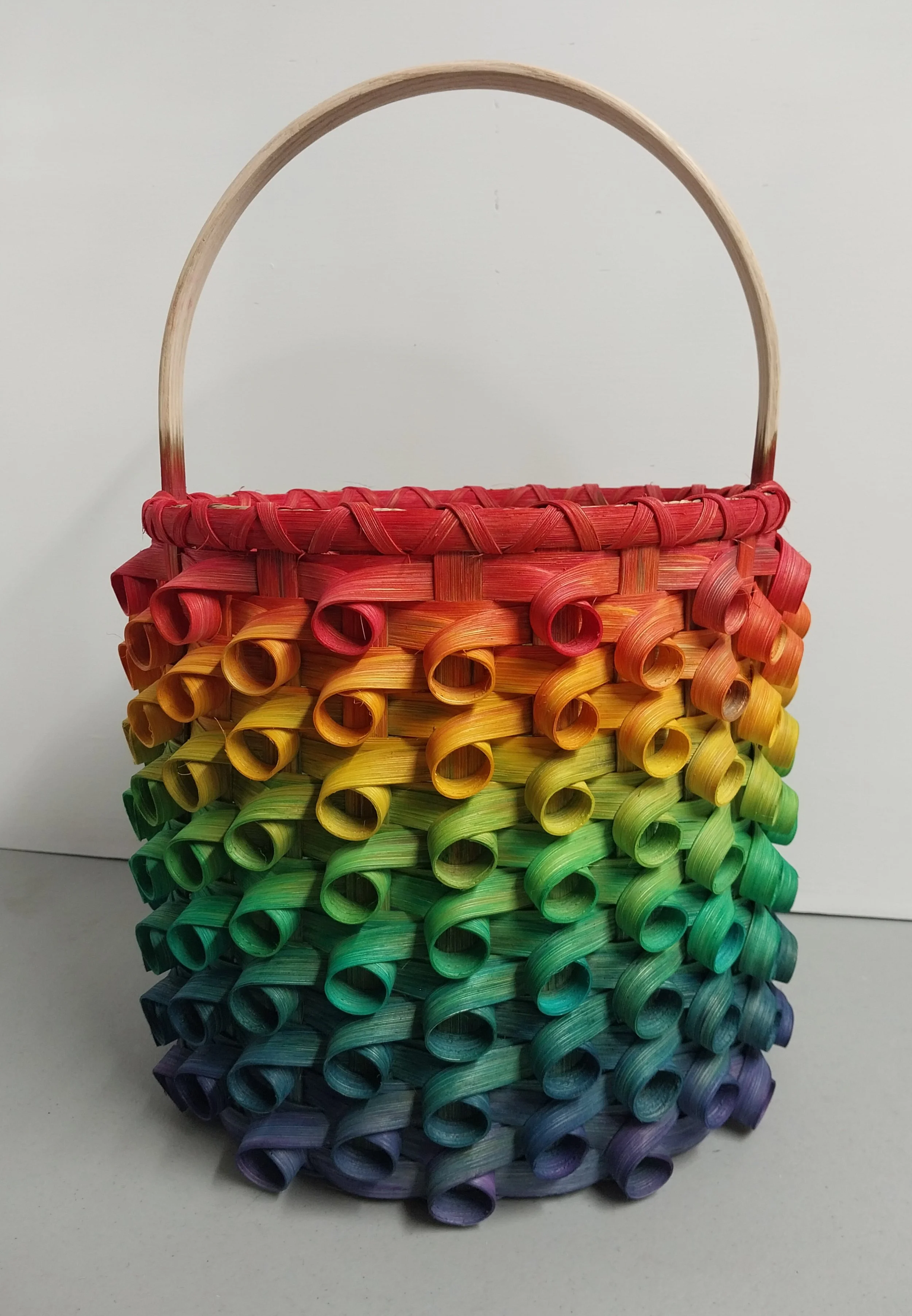 Amanda Sprinkle Traditional Appalachian Woven Basket Folk Art Rainbow Ombre