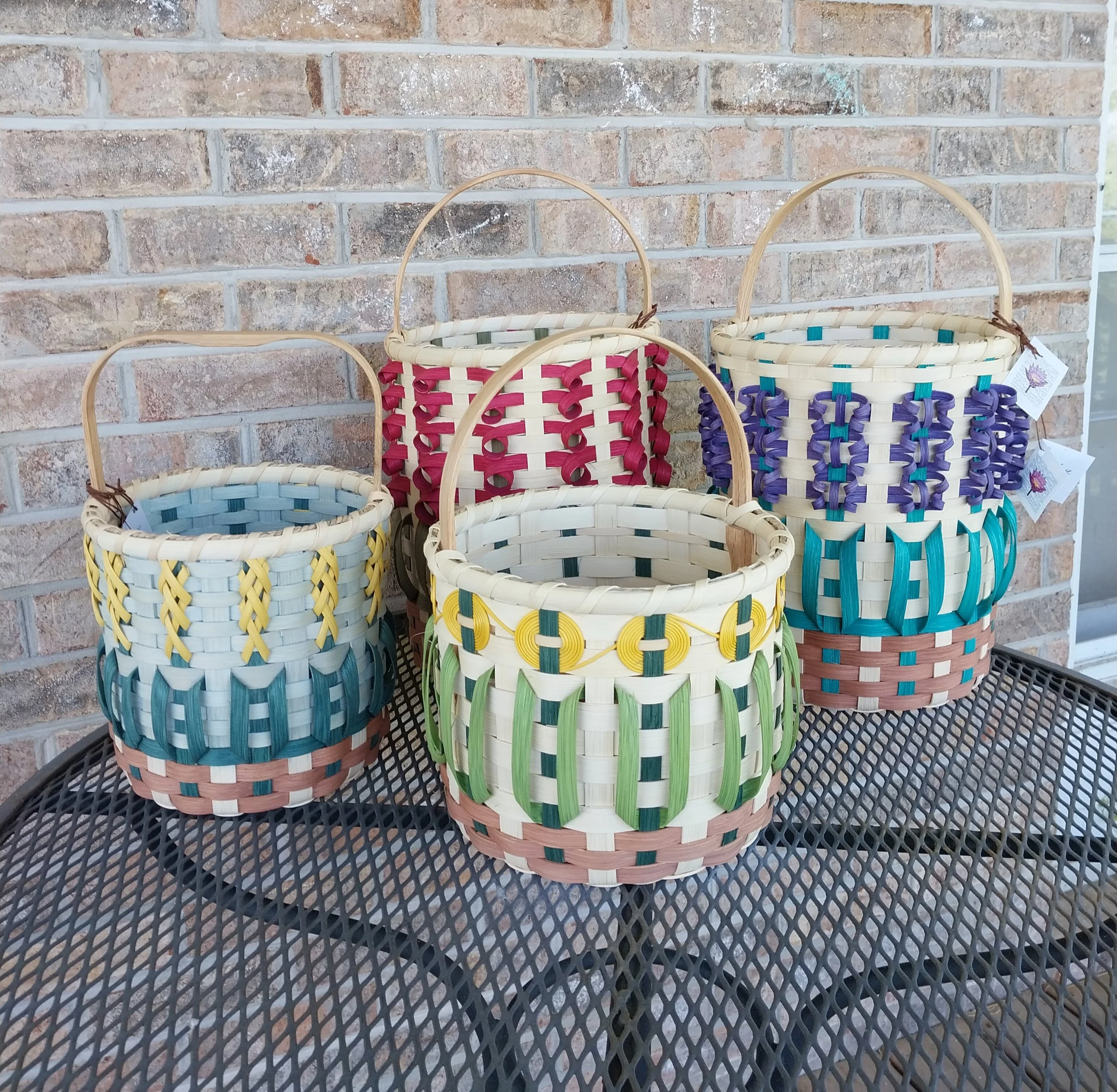 Amanda Sprinkle Traditional Appalachian Woven Basket Folk Art Set of Four Flowers