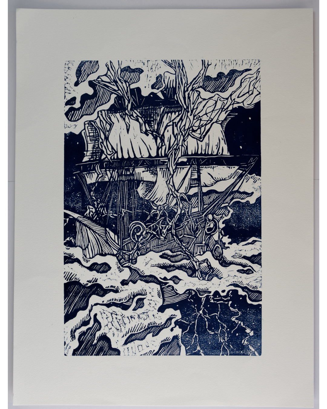 Untitled Ship Print - Limited Edition Linocut Print - Scallywag Letterpress