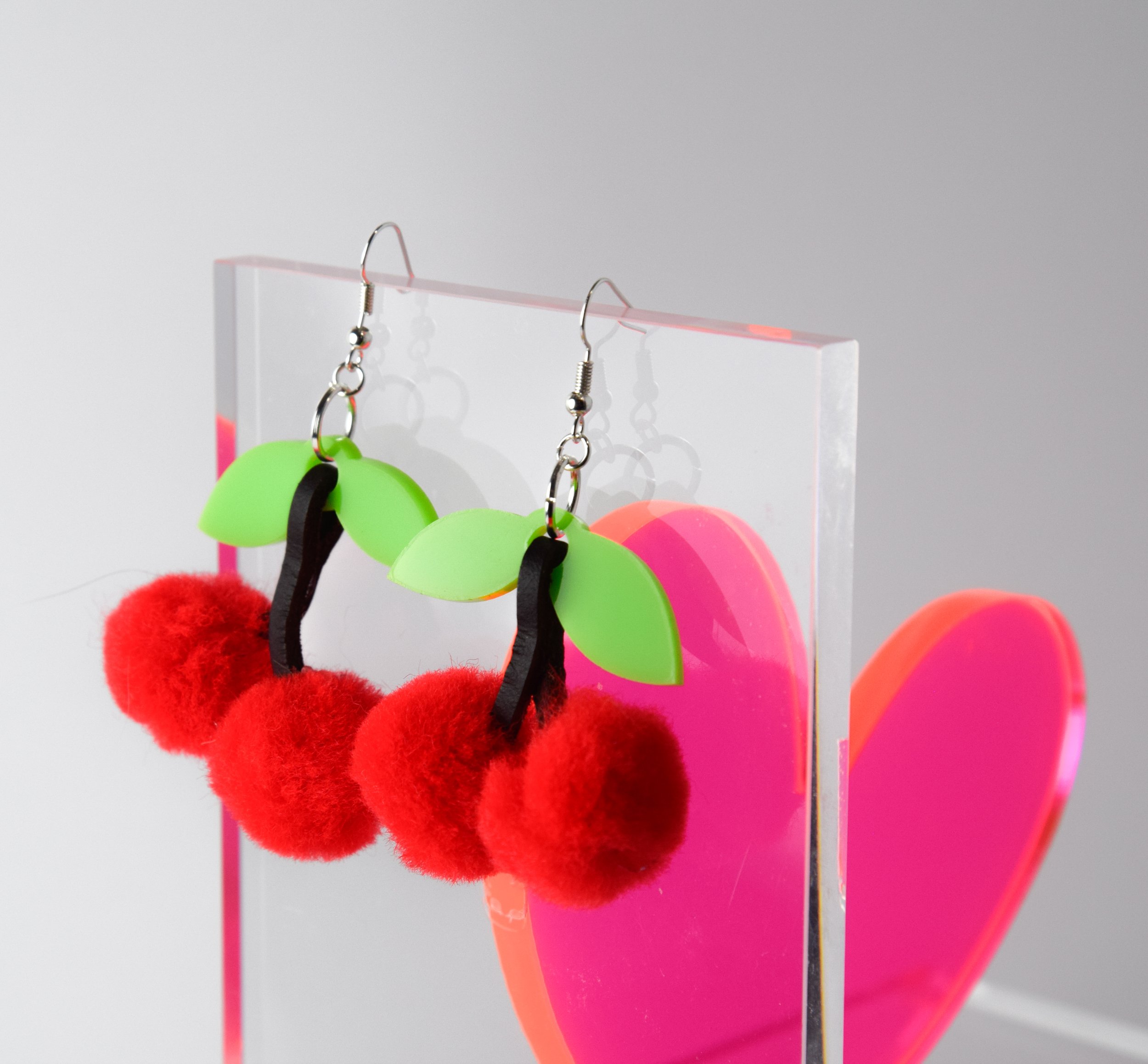 Cherry Pom Pom Earrings by So Camp!
