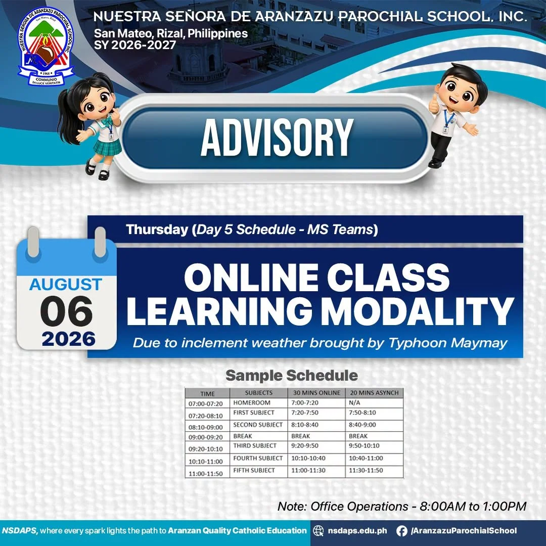 ADVISORY | In anticipation of the inclement weather tomorrow (August 6, 2026)