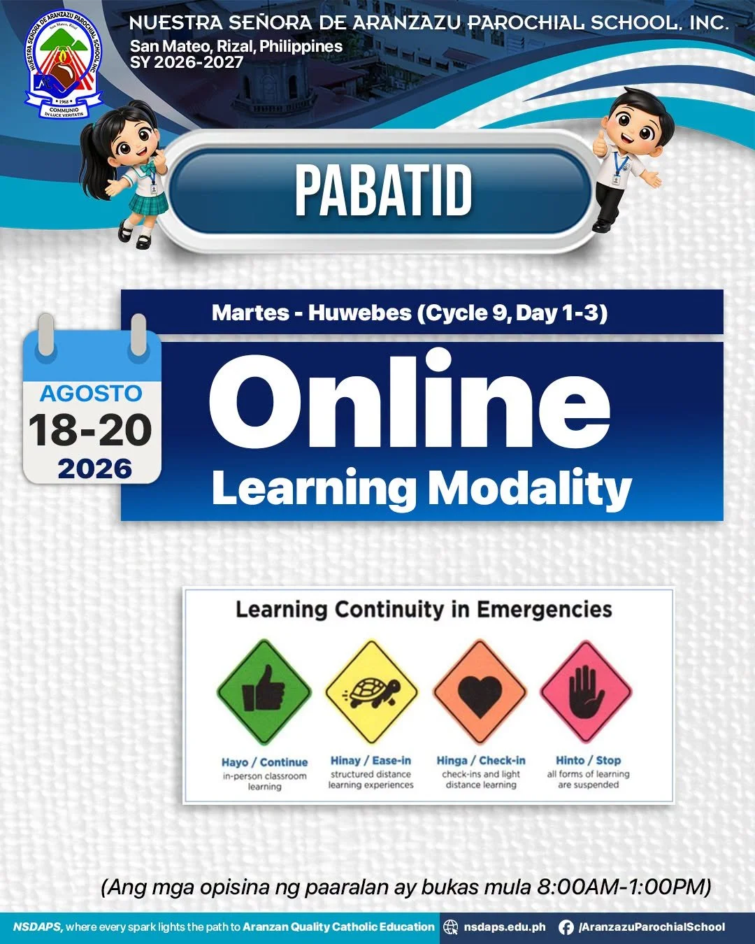 Online Learning Modality (August 18-20)