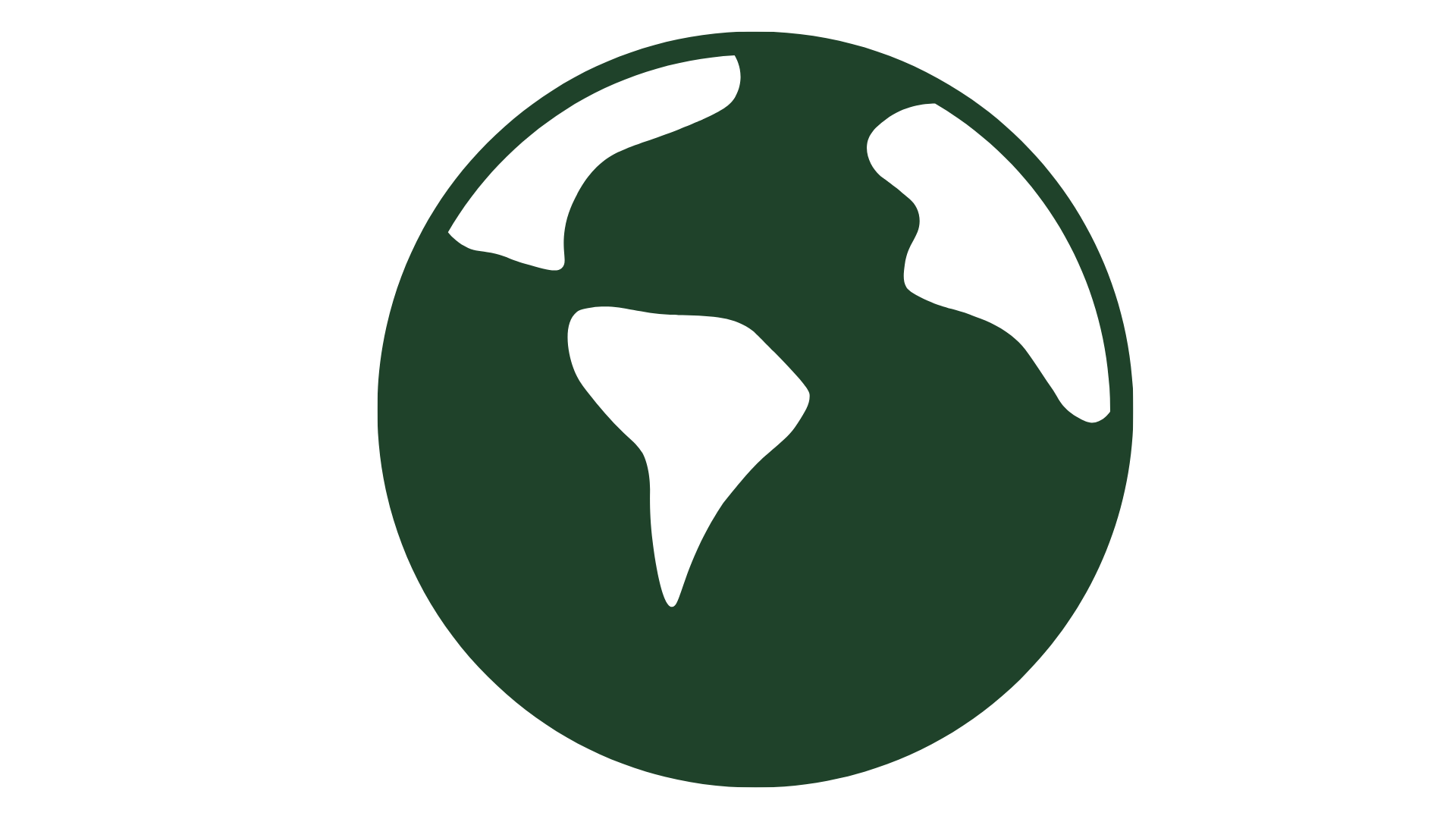 Green illustration of the Earth with landmasses and oceans.