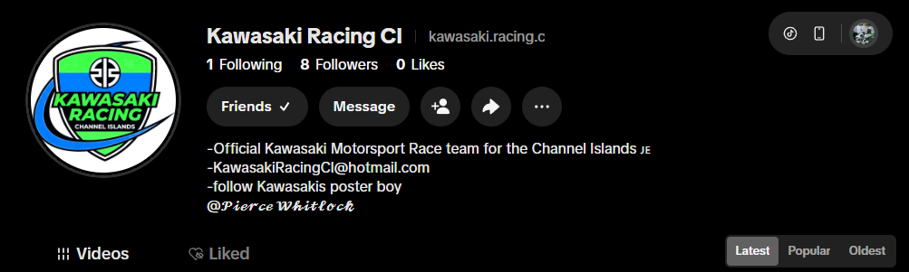 Kawasaki Racing Team Facebook page profile with logo and team information