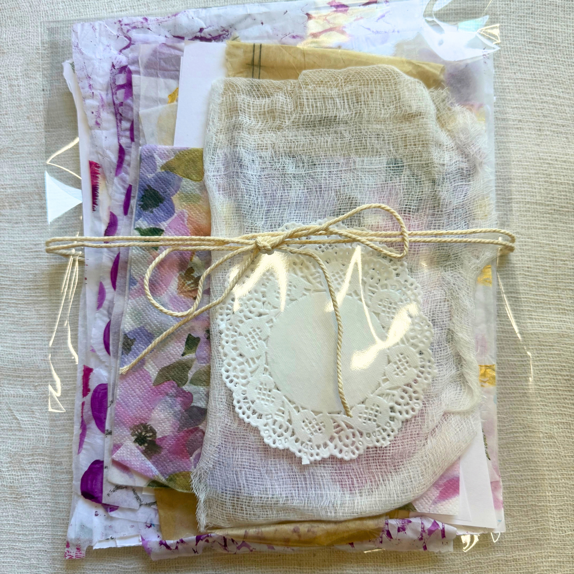 Hand Painted & Gelli Printed Art Journal Kit - Collage Mixed-Media Art Kit