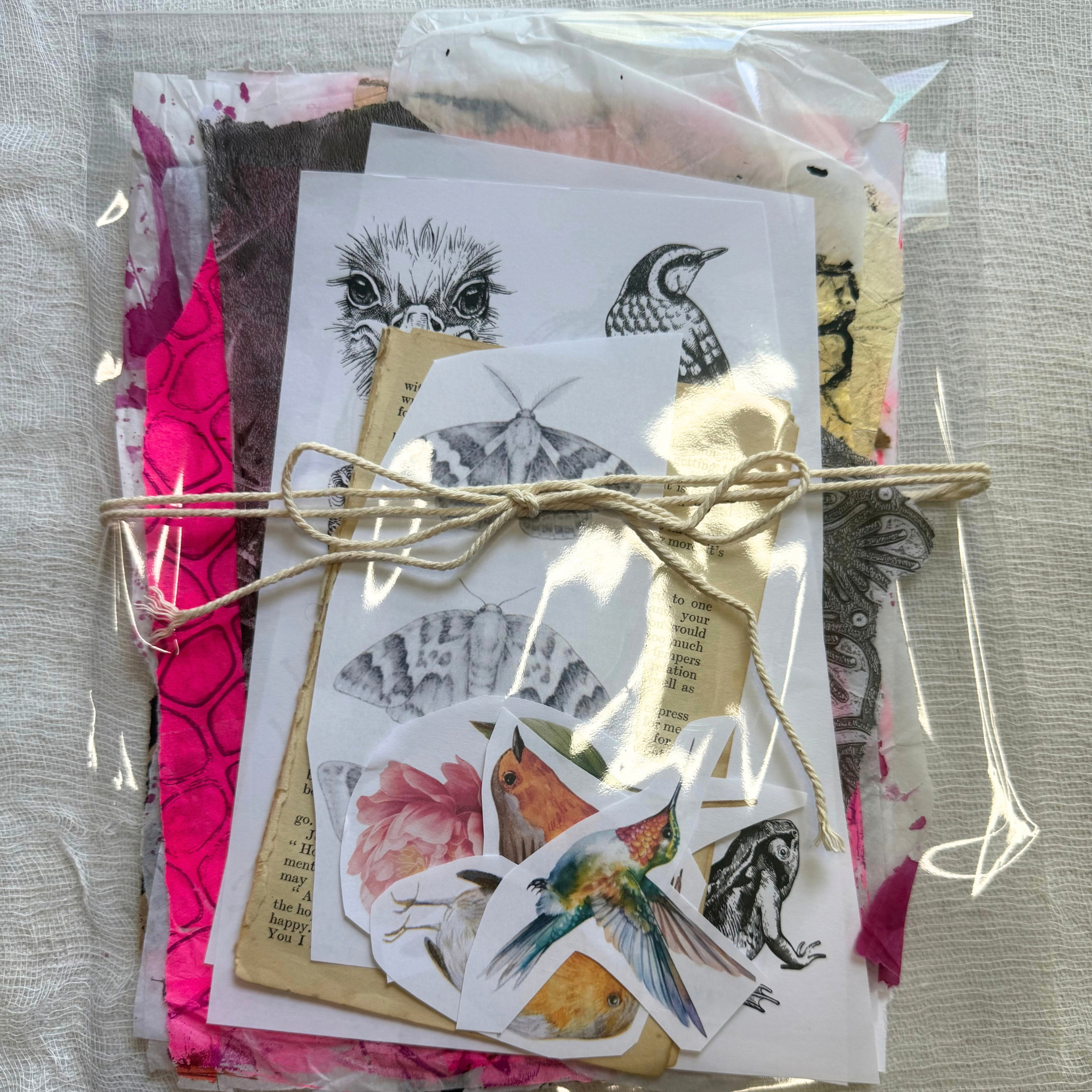 Hand Painted & Gelli Printed Art Journal Kit - Collage Mixed-Media Art Kit