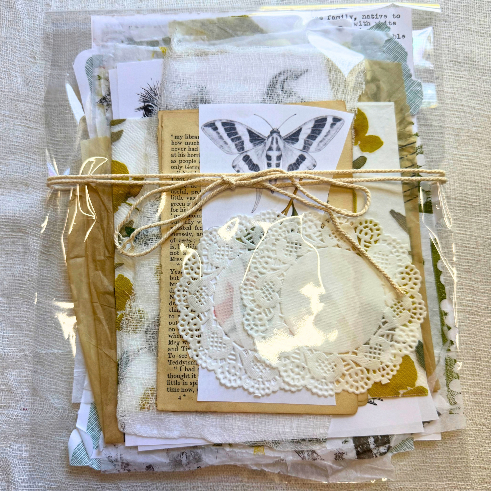 Hand Painted & Gelli Printed Art Journal Kit - Collage Mixed-Media Art Kit
