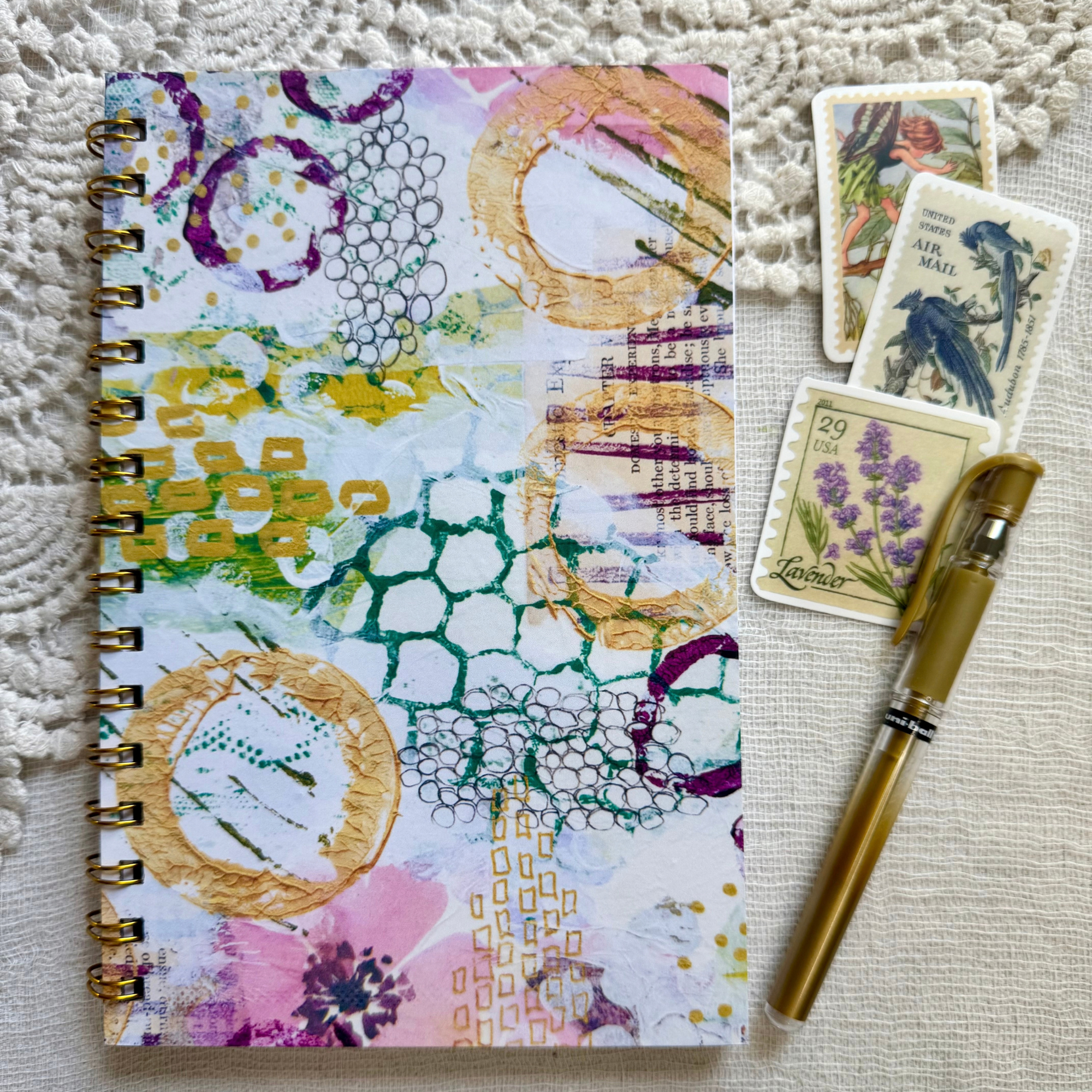 Hand-Crafted Coil Bound Lined Notebook - 5.5 x 8.5''