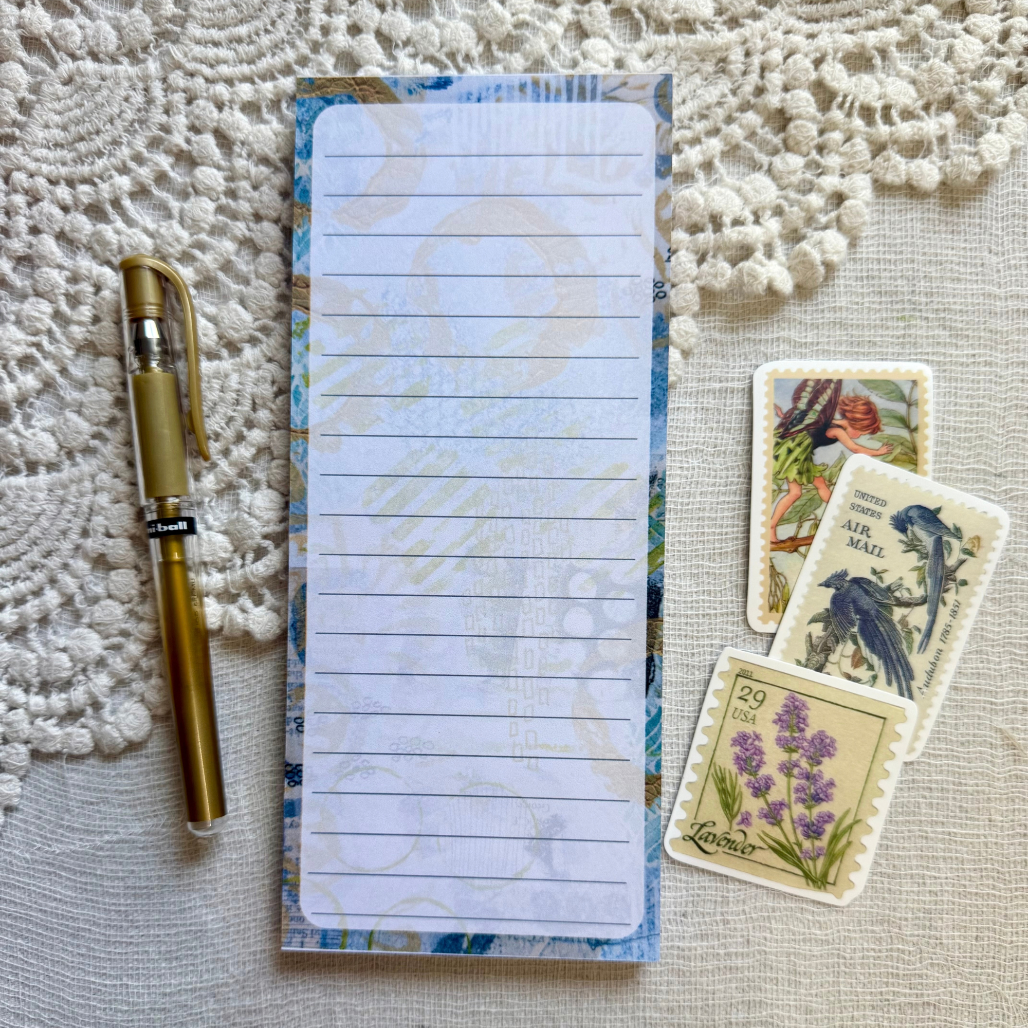 Collage Artwork Magnetic List Pad - 3.5 x 8'' Notepad With Magnets