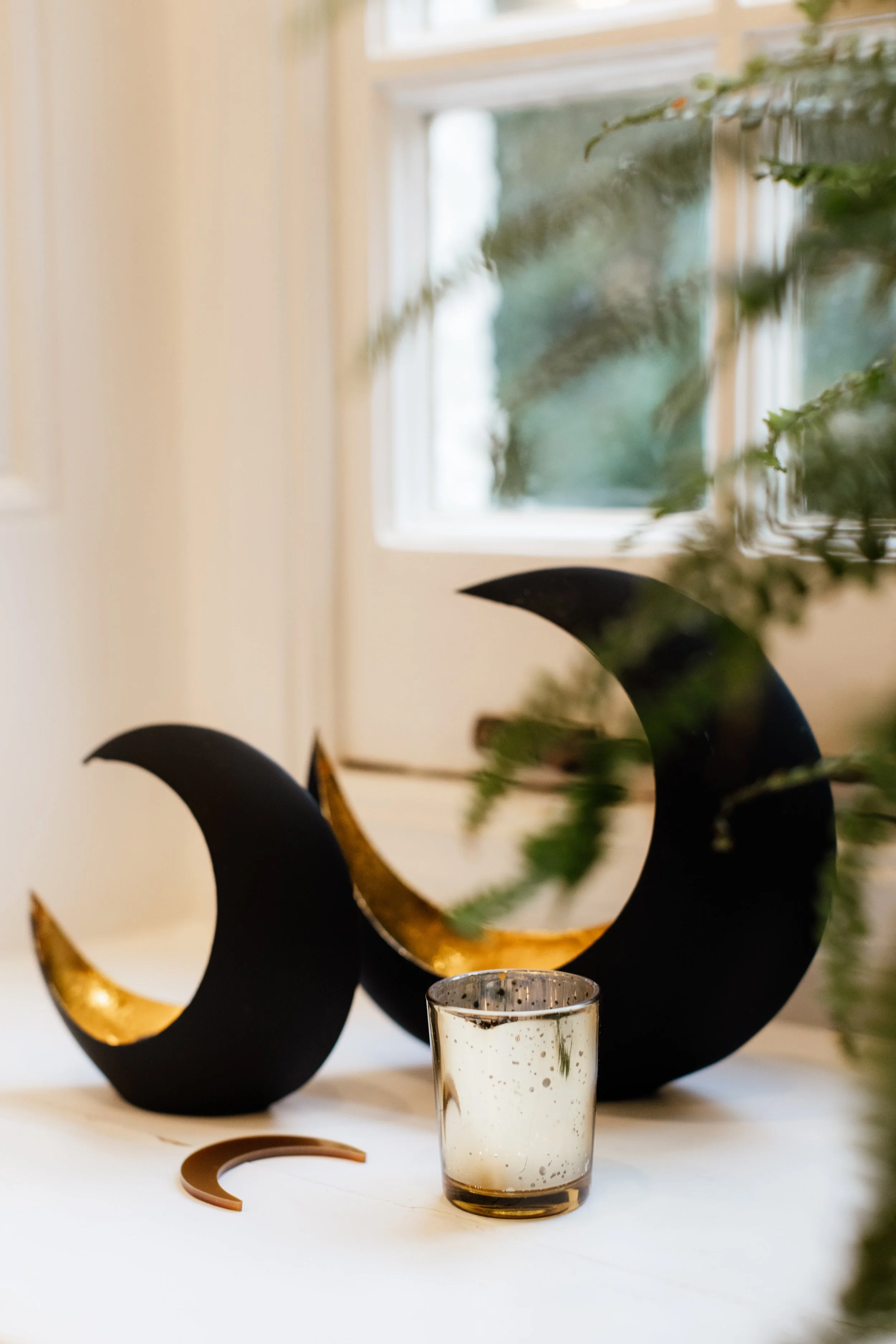 Crescent moon candle holders