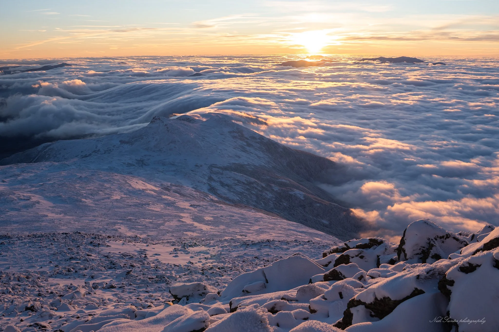 Winter Sunset Above the Clouds 16x24 Metal Print