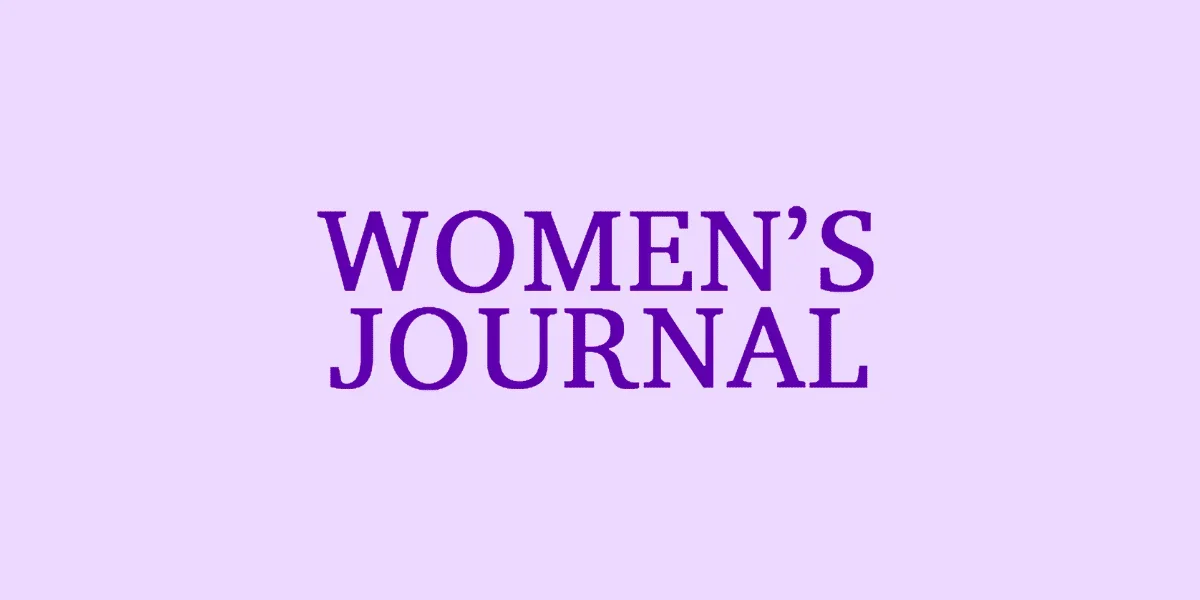 Cover of Women's Journal magazine with purple text on a light purple background.