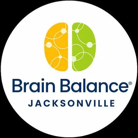 Logo for Brain Balance Jacksonville featuring a stylized brain in yellow and green connected nodes.