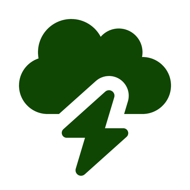 Cloud with a lightning bolt symbol, indicating lightning storm or severe weather.