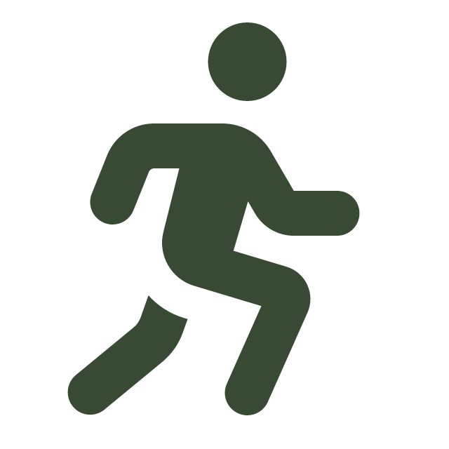 Icon of a person running, holding a ball in one hand.