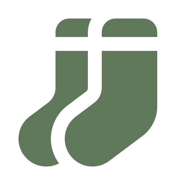 Green stylized illustration of two socks.