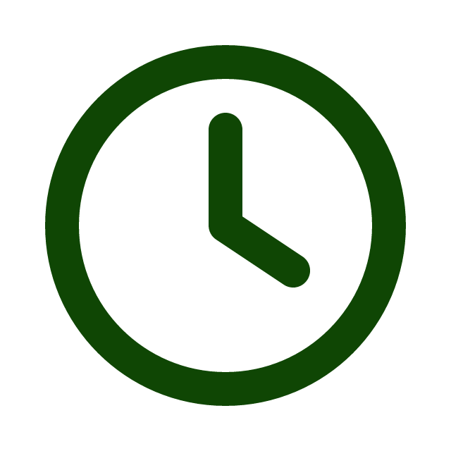 Green clock icon showing 3:00
