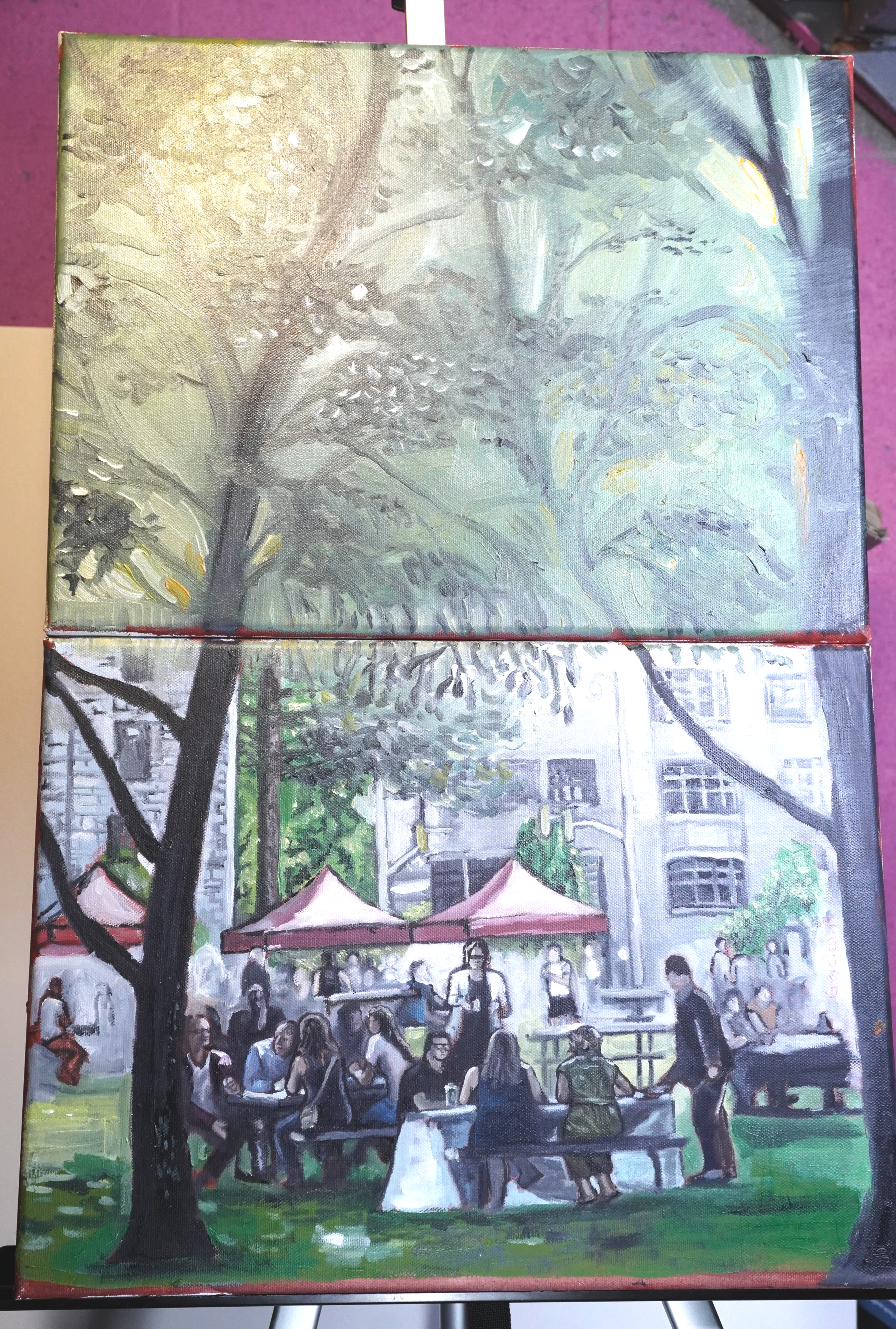 Good Time On Campus / Oil On Canvas 16"X20"