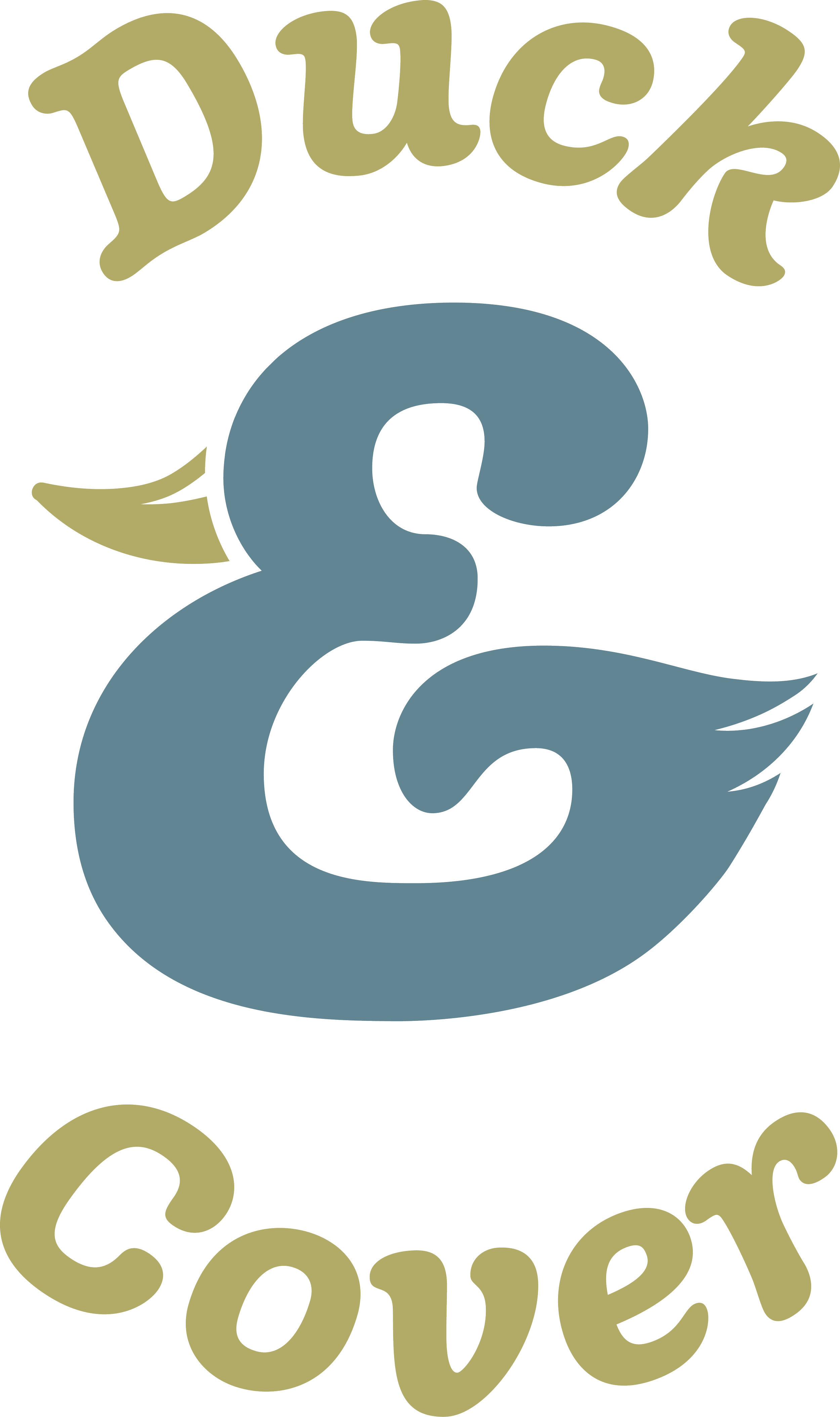 blue and gold Duck & Cover logo