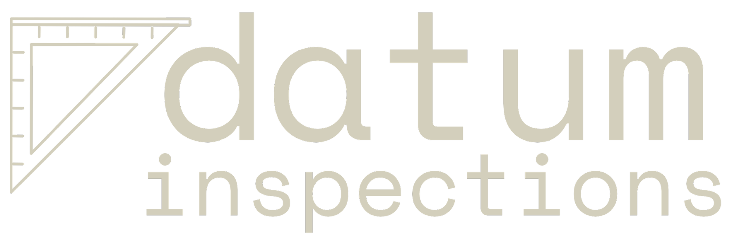 Logo for 'datum inspections' featuring a stylized carpenter's square and triangle to the left of the company name.