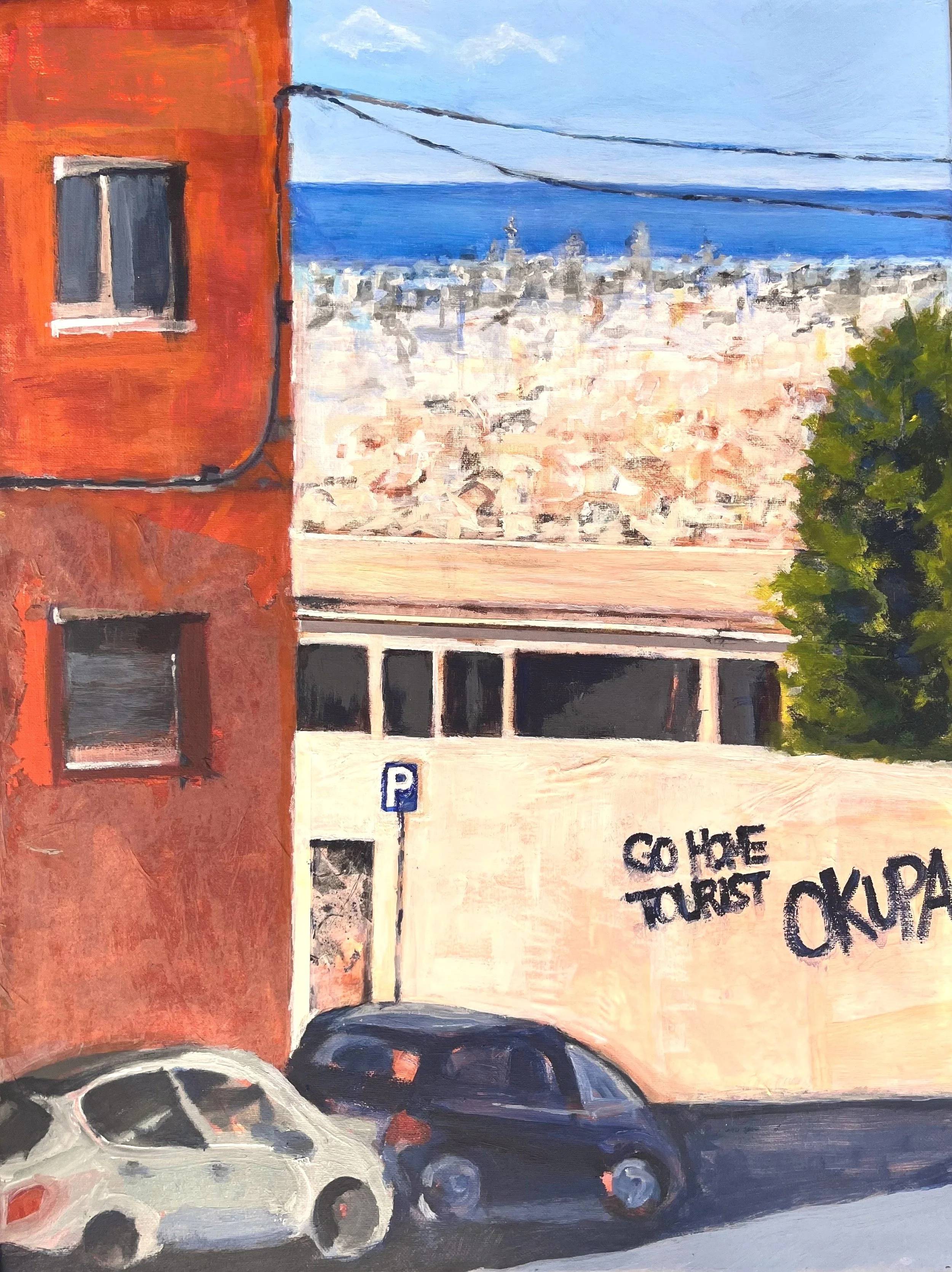 Barcelona Urban Realities, Acrylic & Mixed Media, 18 x 24 inches
