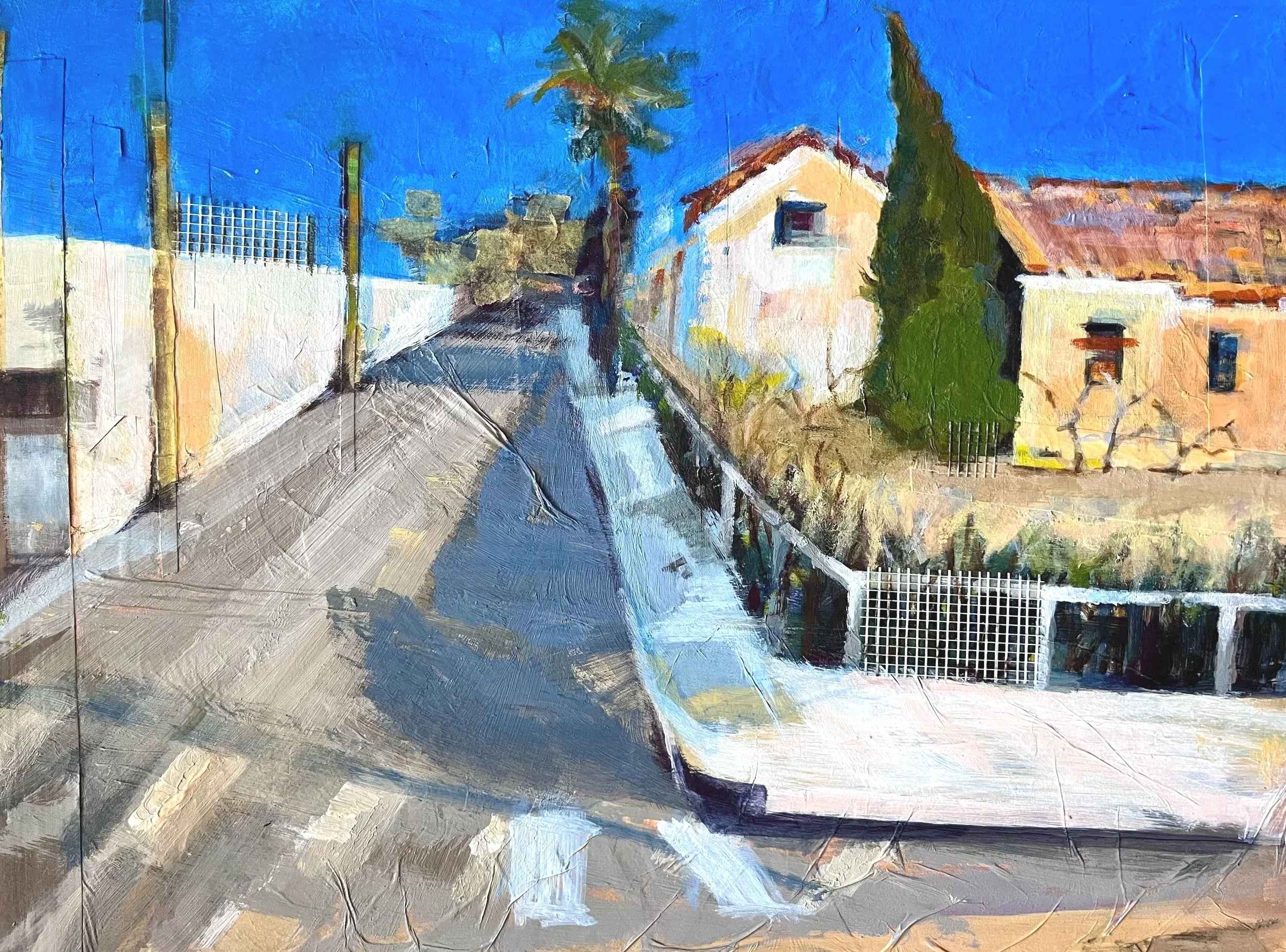 LA Abandoned Buildings, Acrylic & Mixed Media, 12 x 16 inches