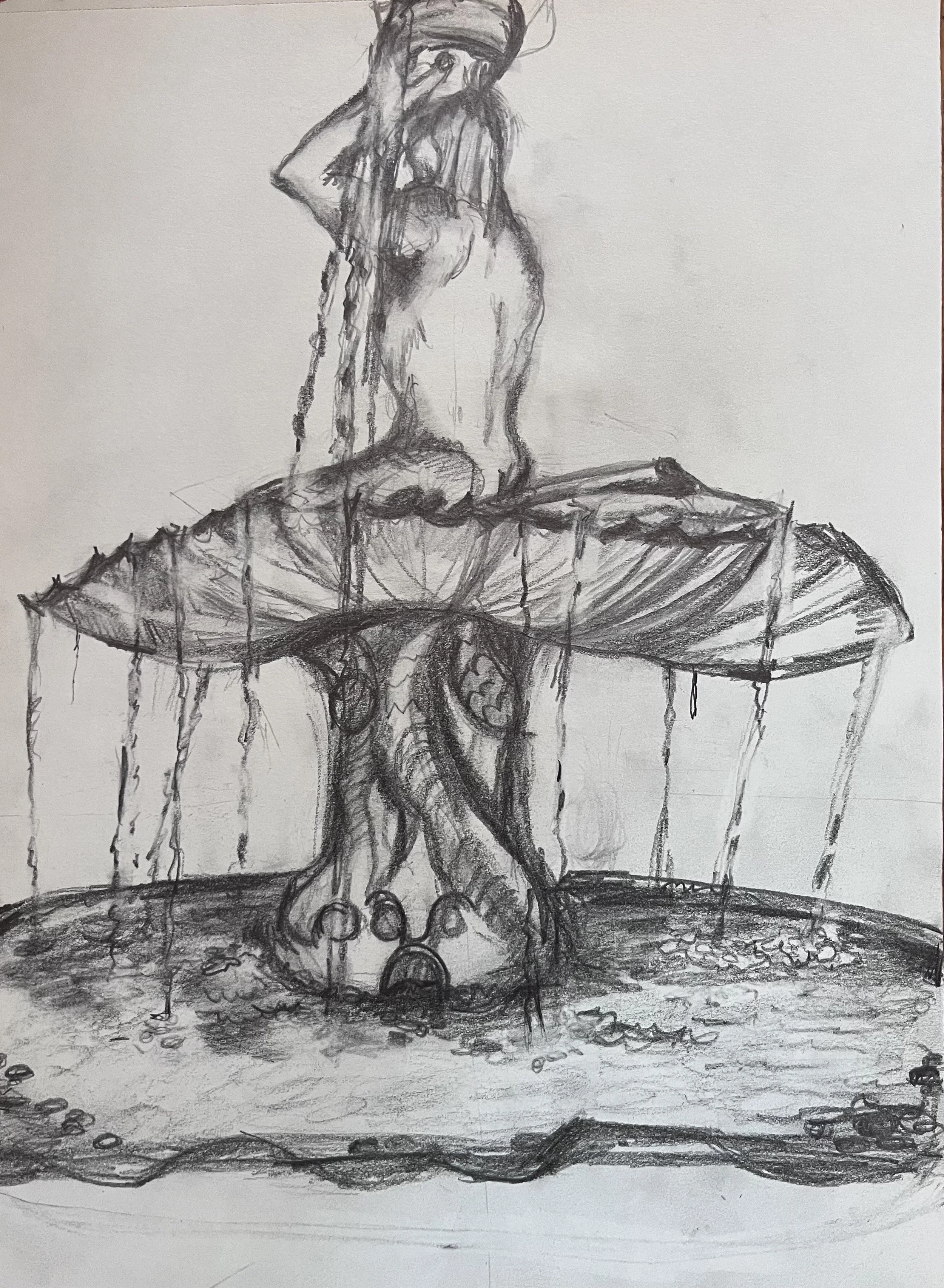 Rome Fountain, Drawing, 8 x 11 inches