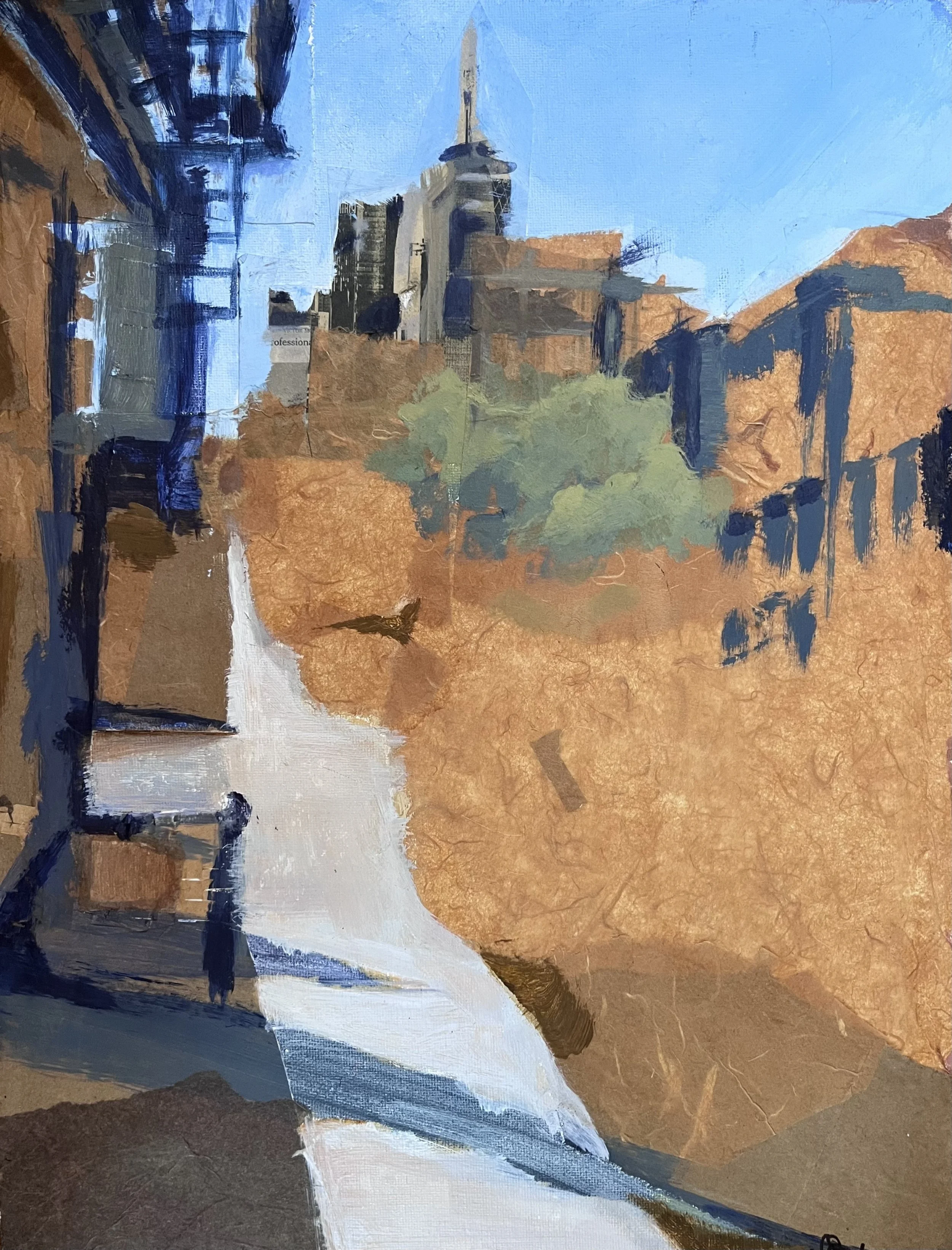Downtown NYC, Acrylic & Mixed Media, 16 x 20 inches
