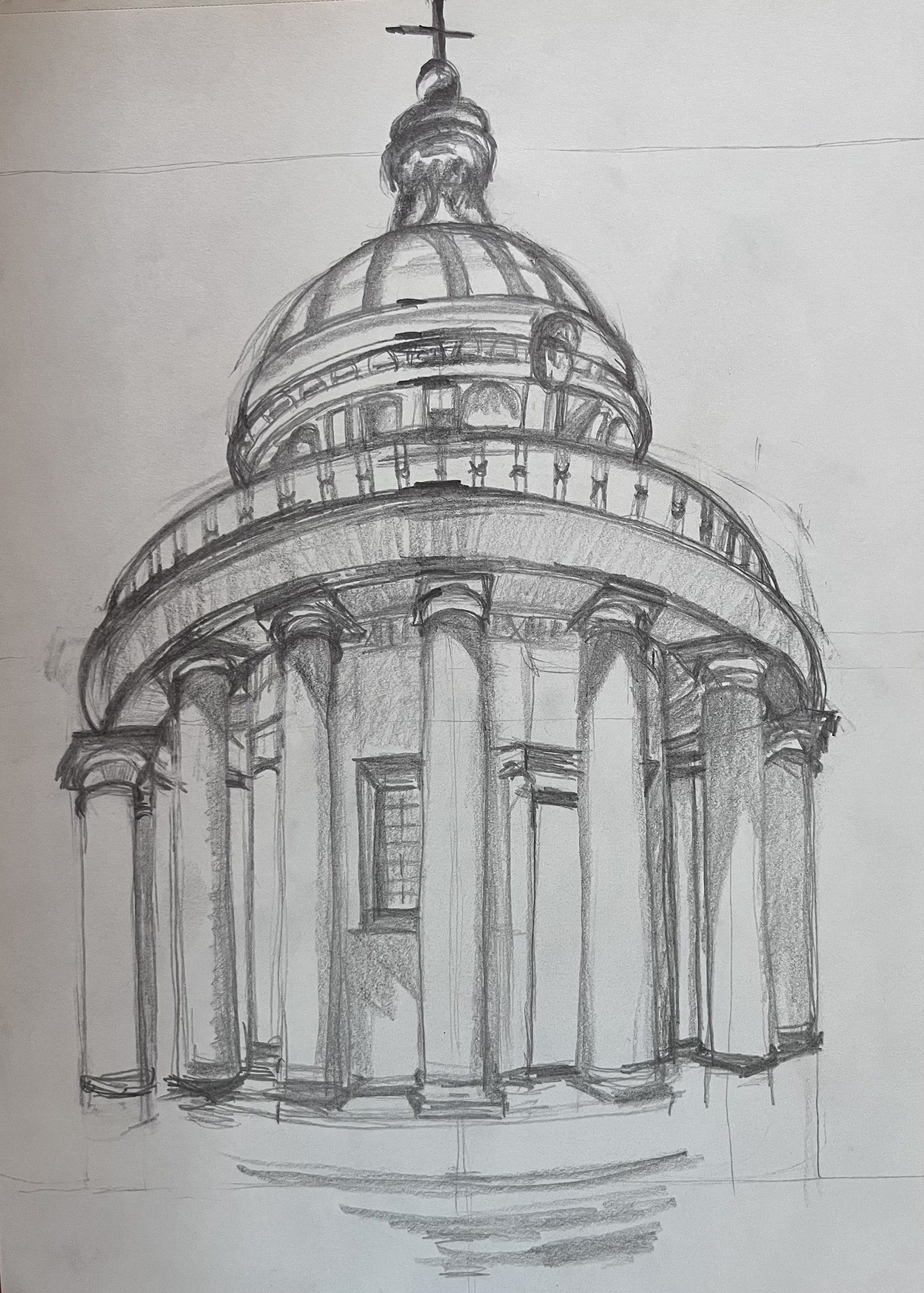 Rome Tempietto di San Pietro in Montorio, Drawing, 8 x 11 inches
