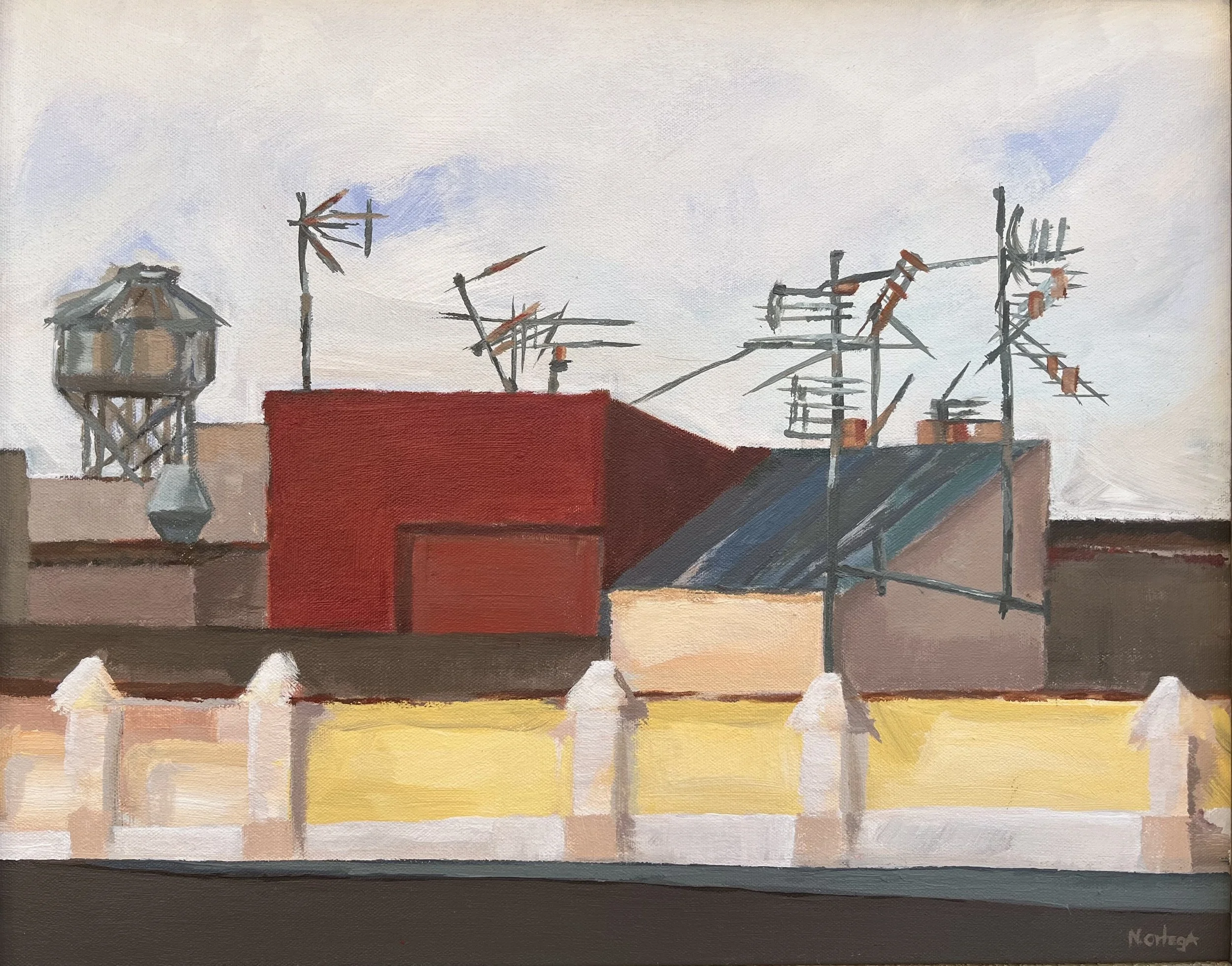 Barcelona Rooftops & Tower, Acrylic, 16 x 20 inches