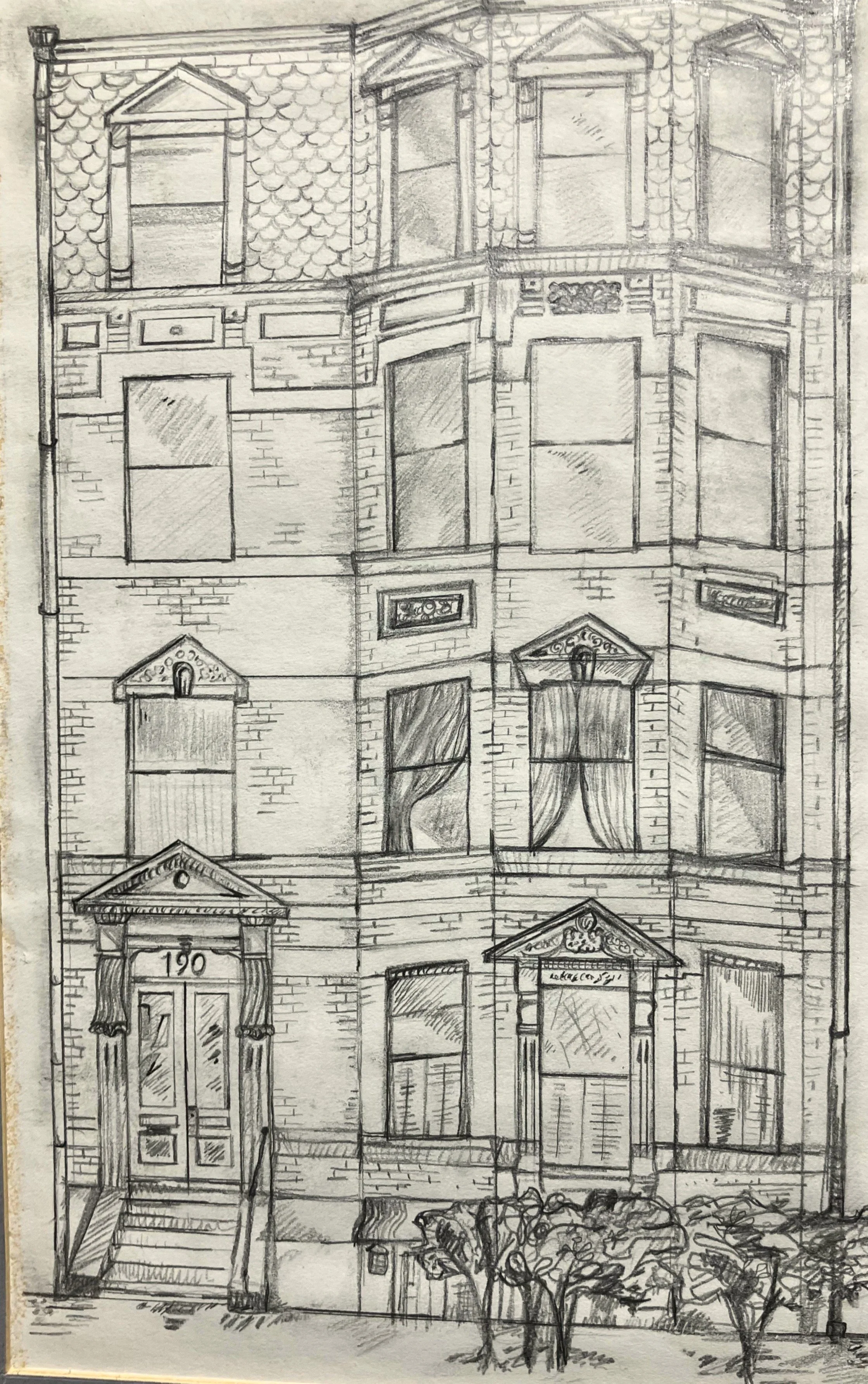 NYC Brownstone, Drawing, 7 x 11 inches