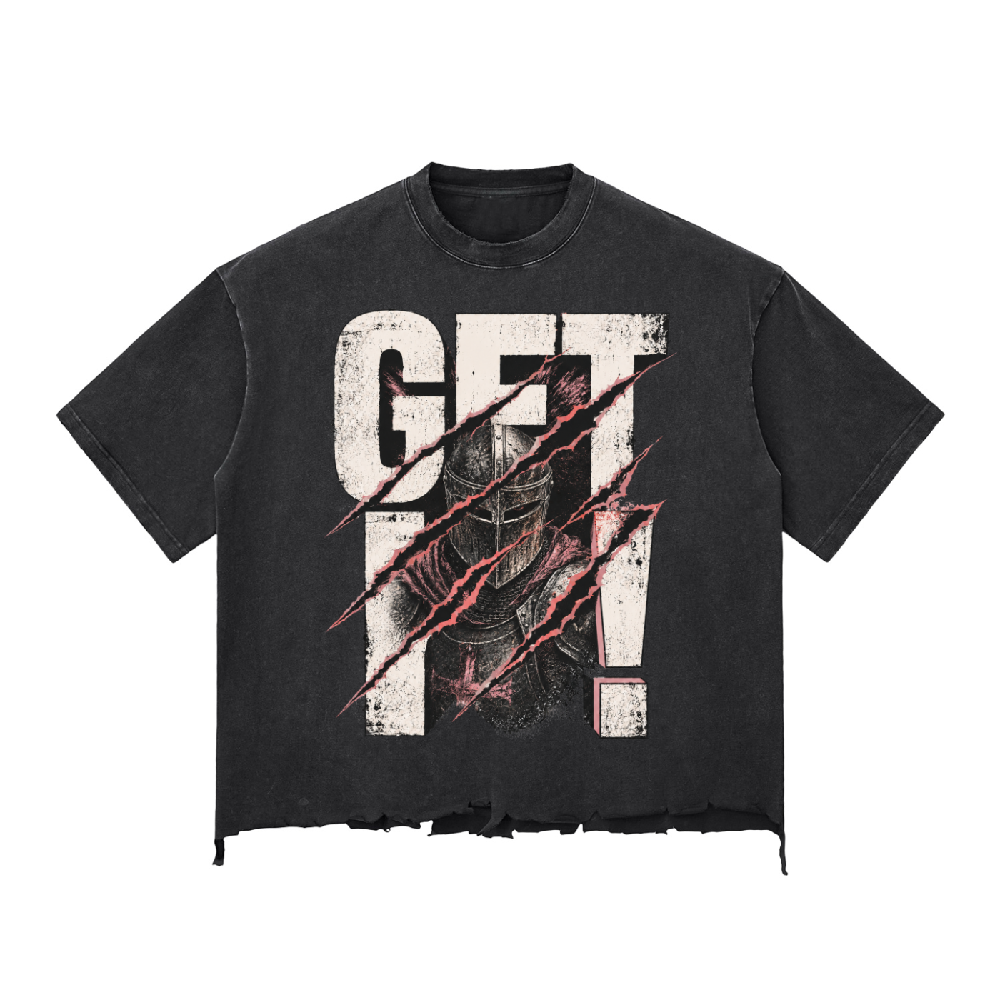 Knight Mode Snow Wash Raw-Hem Boxy T-shirt