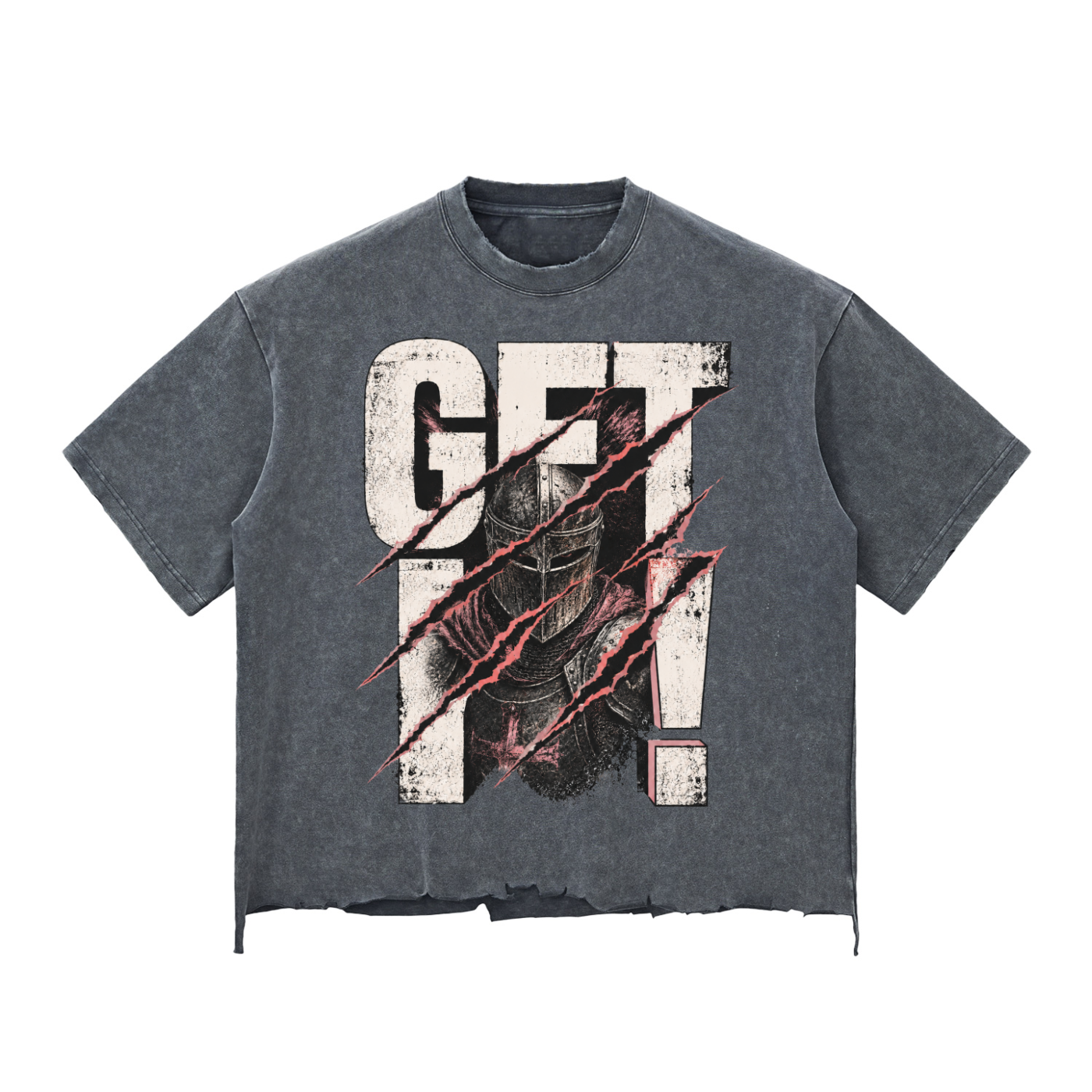 Knight Mode Snow Wash Raw-Hem Boxy T-shirt