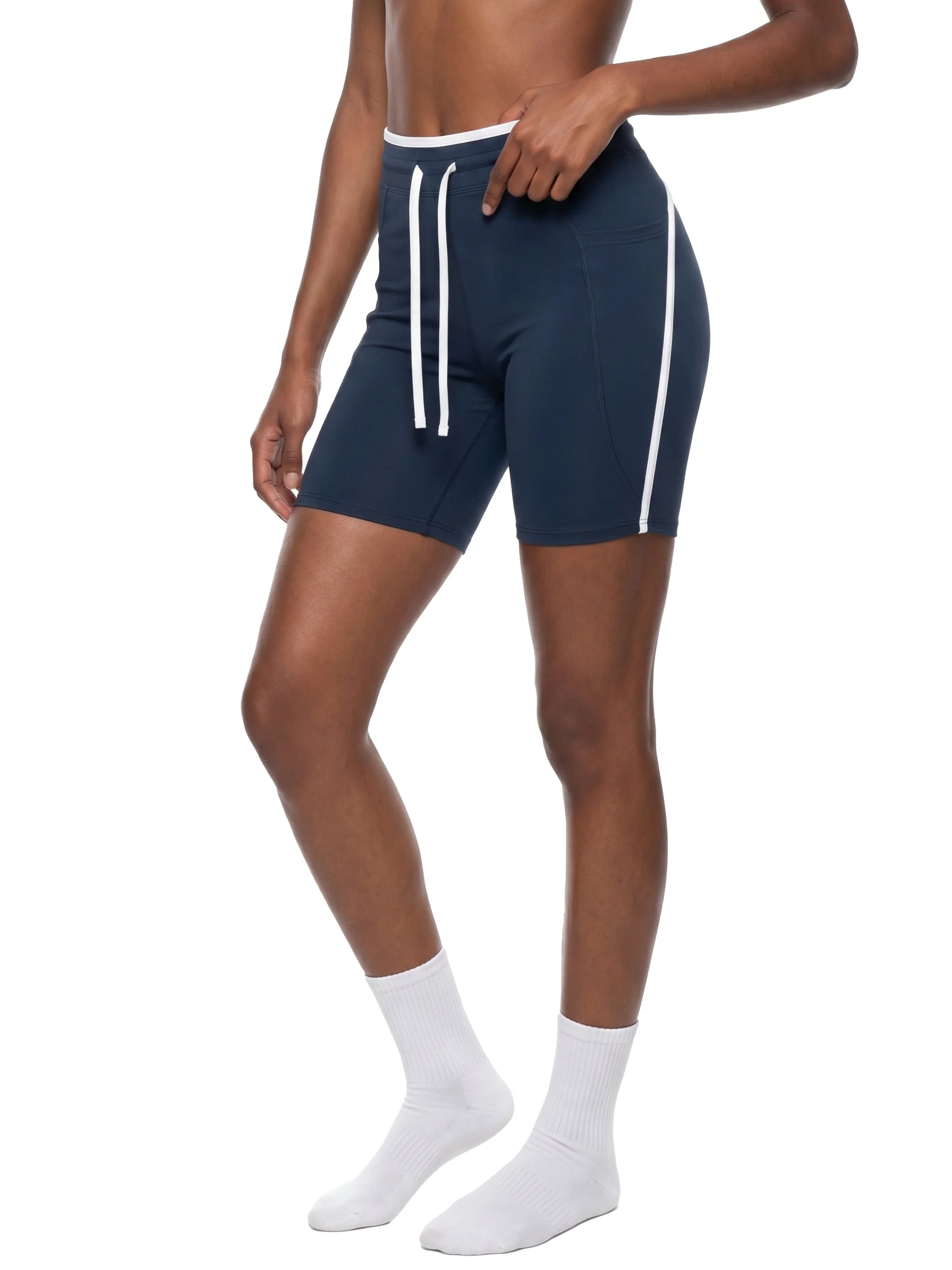 Women's High Rise Color Block Yoga Shorts