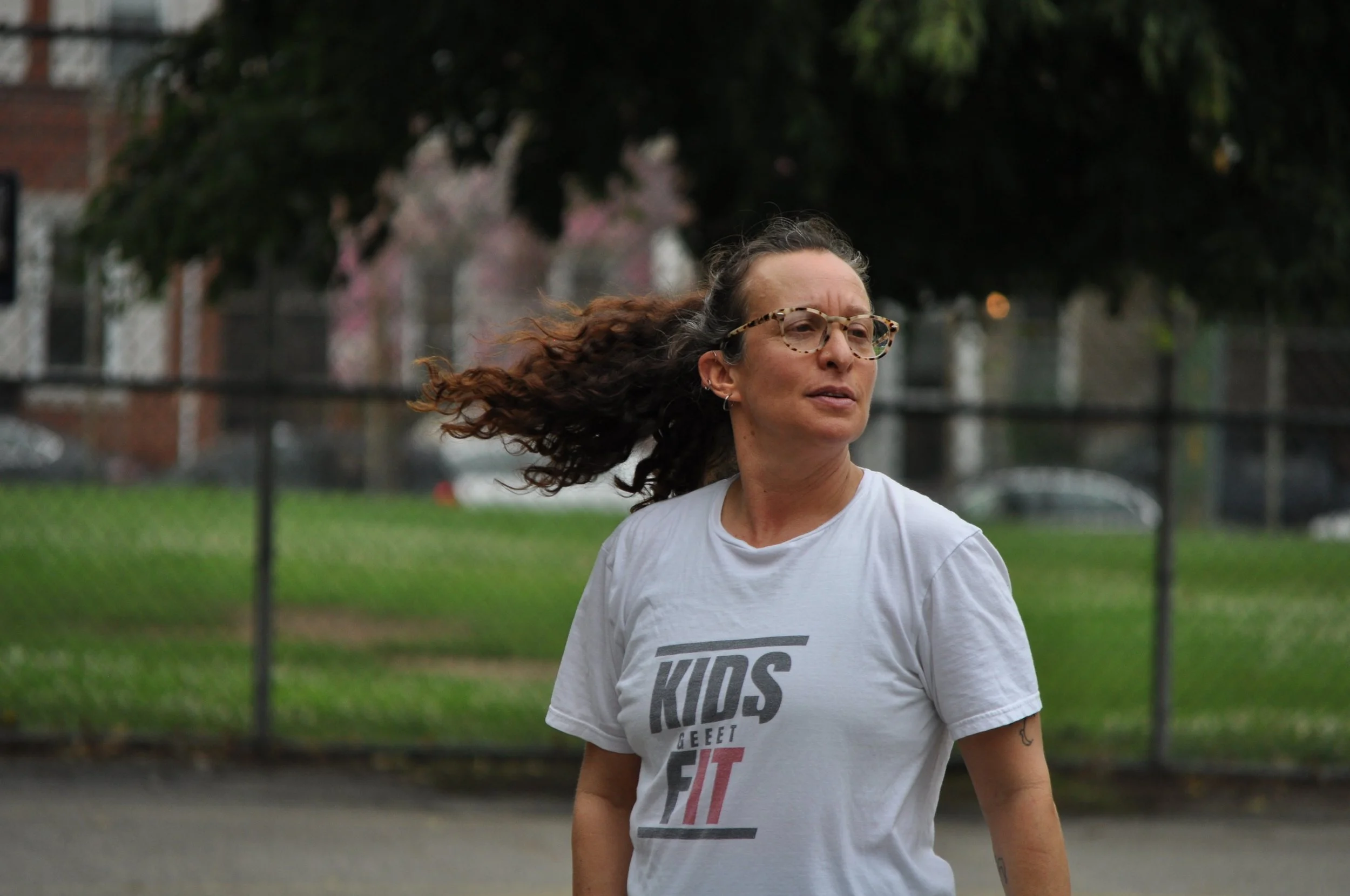 Kids Geeet FIT! coach outdoors at a Philadelphia recreation center
